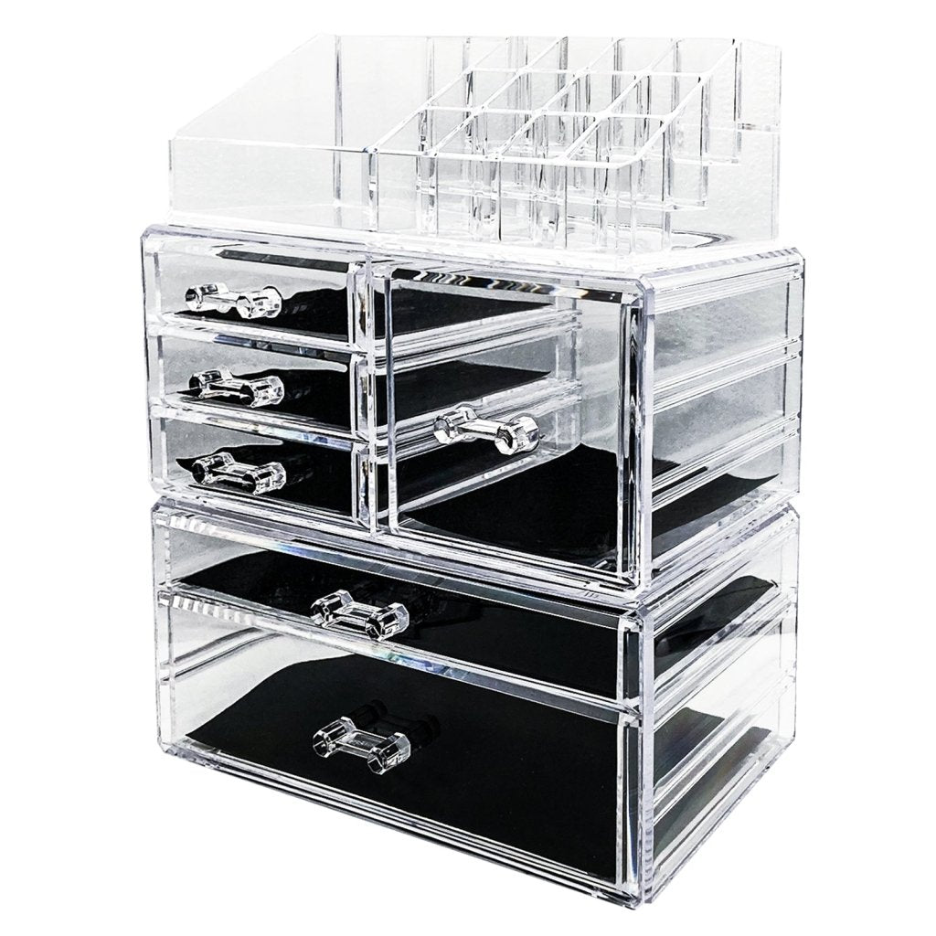Clear Acrylic Makeup Organizer with Drawers - Perfect for Vanity, Bathroom & Travel Cosmetic Storage | Beauty Counter & Dresser Organizer for Lipstick, Brushes & Skincare