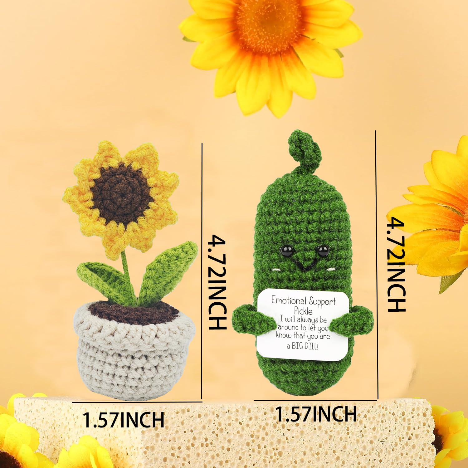 Funny Emotional Support Sunflower Mini Office Desk Decor - Inspirational Best Friend Sister Birthday & Anniversary Gift for Home, Work, or Study Spaces