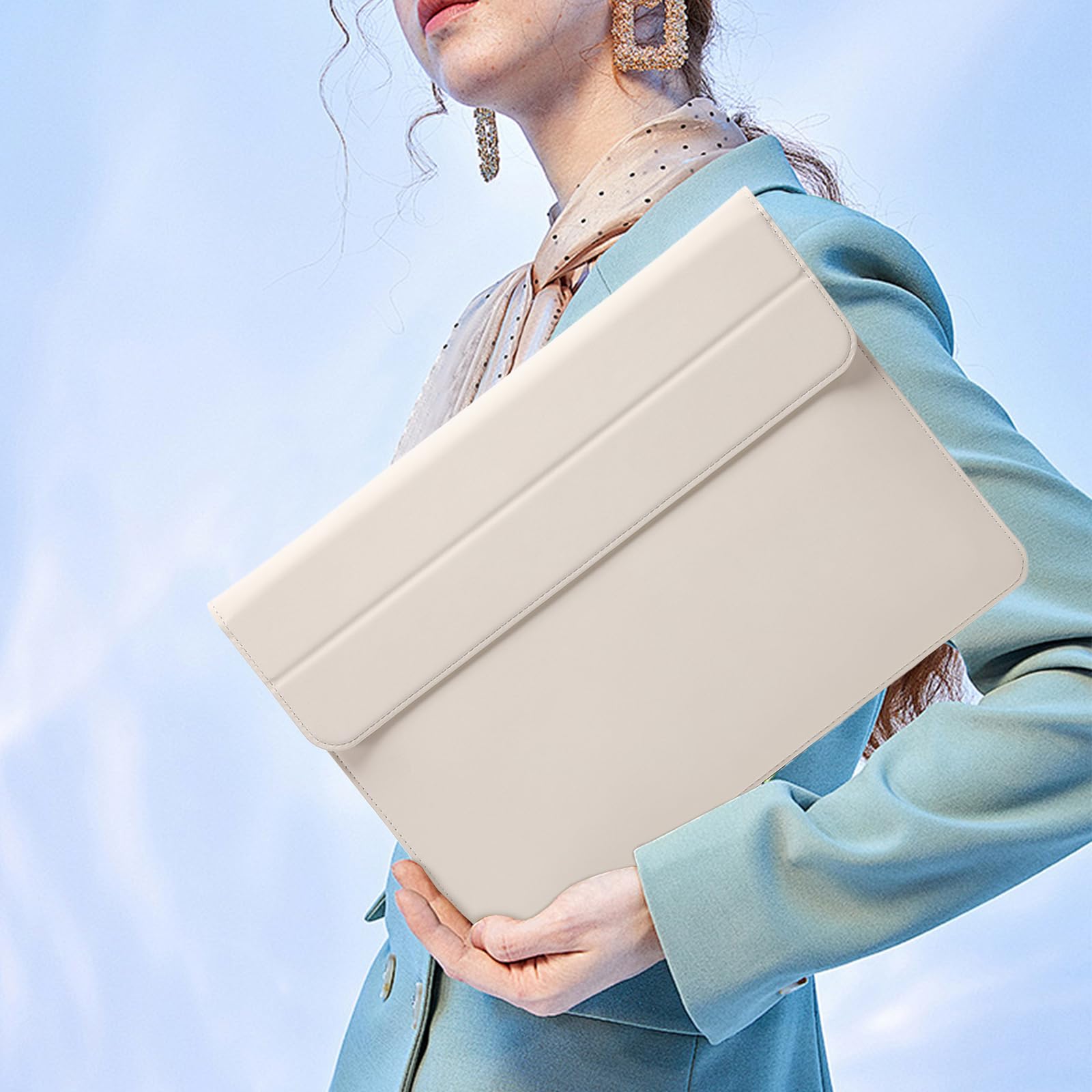 Premium 15-16 Inch Laptop Sleeve with Built-in Stand - Compatible with MacBook Pro 16 M4/M3/M2/M1 Pro/Max (2024-2019), Dell XPS 15, MacBook Pro 15 (2015-2012), Samsung Galaxy Book Flex/Pro 15 - Beige Protective Case for Work, Travel & School