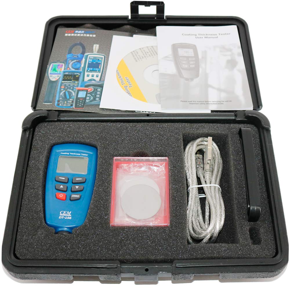 DT-156 Digital Coating Thickness Gauge Meter Tester 0-1250μm with Built-in Auto F/NF Probe - for Automotive, Metal, Paint & Industrial Quality Control