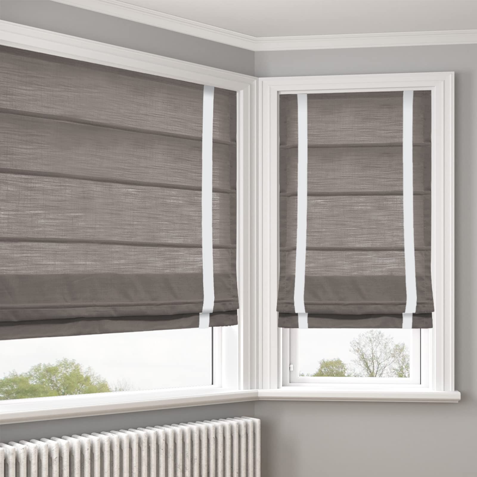 Blackout Cordless Roman Shades - Light Blocking Coffee Fabric Window Coverings for Bedroom, Living Room & Office