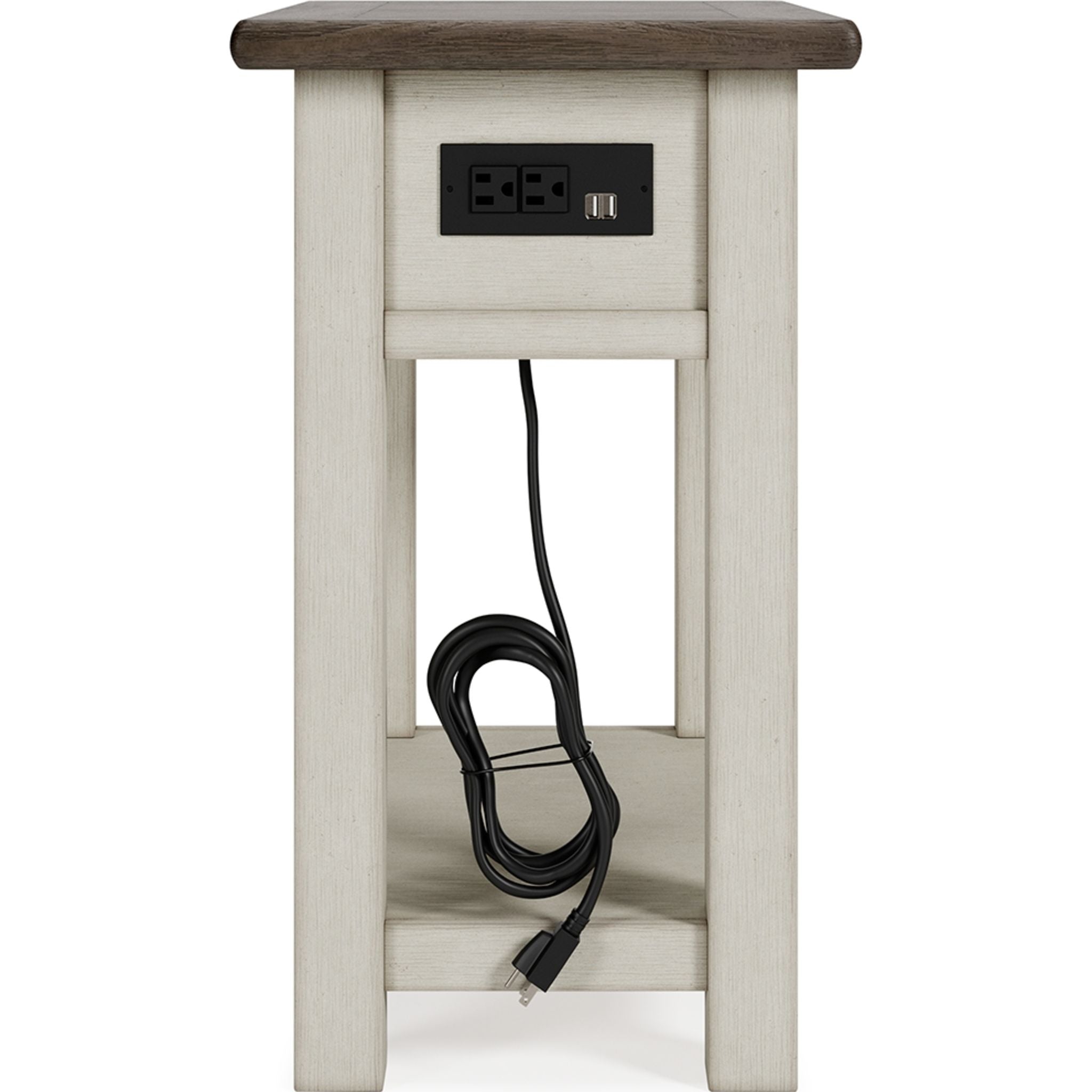 Bolanburg Chair Side End Table - Two Tone Finish for Living Room, Bedroom, or Office - Small Accent Table with Storage Shelf