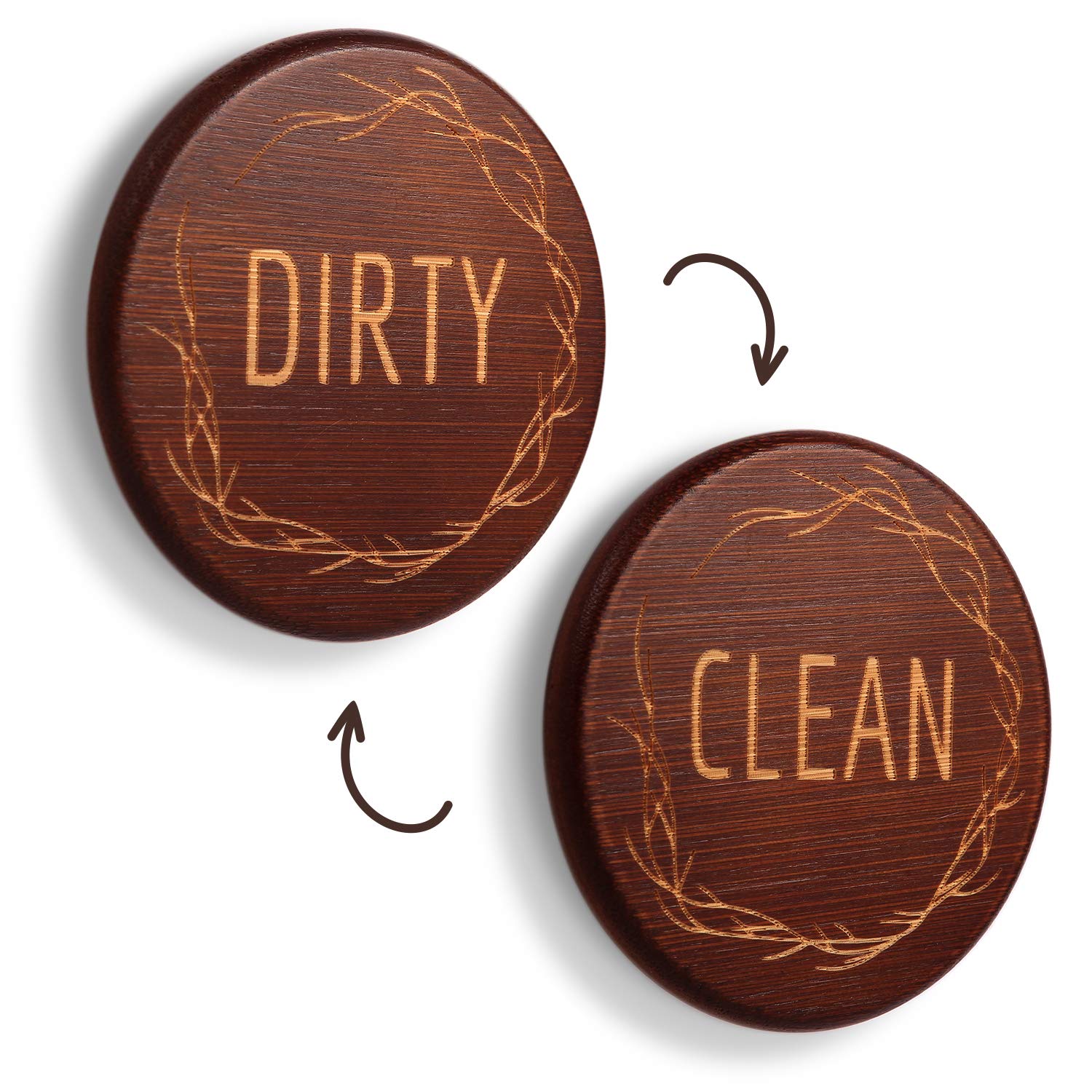 TEYGA Bamboo Dishwasher Magnet - Clean Dirty Sign for Dishwasher, Kitchen & Home (Set of 2) - Perfect for Indicating Dishwasher Status in Restaurants, Offices & Households