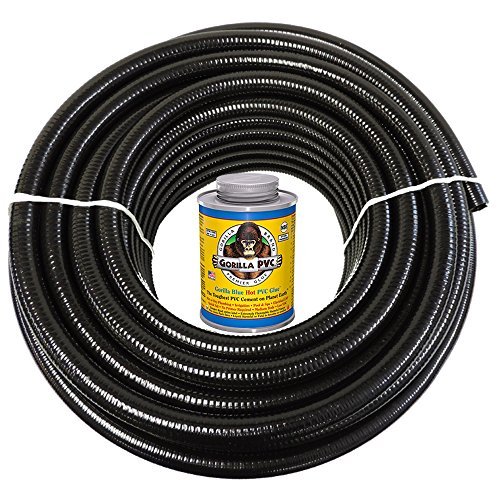 HydroMaxx 50ft x 1.5 Inch Black Flexible PVC Pipe - Heavy Duty Garden Hose, Water Tubing for Koi Ponds, Irrigation Systems & Water Features | Perfect for Outdoor Landscaping, Fish Ponds & Drip Watering