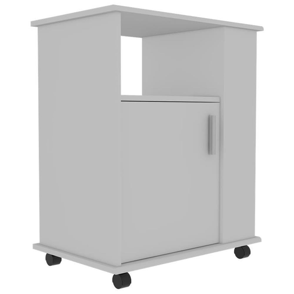 Tuhome White 5-Shelf Kitchen Pantry Cart with 1 Door & Caster Wheels, 28.97