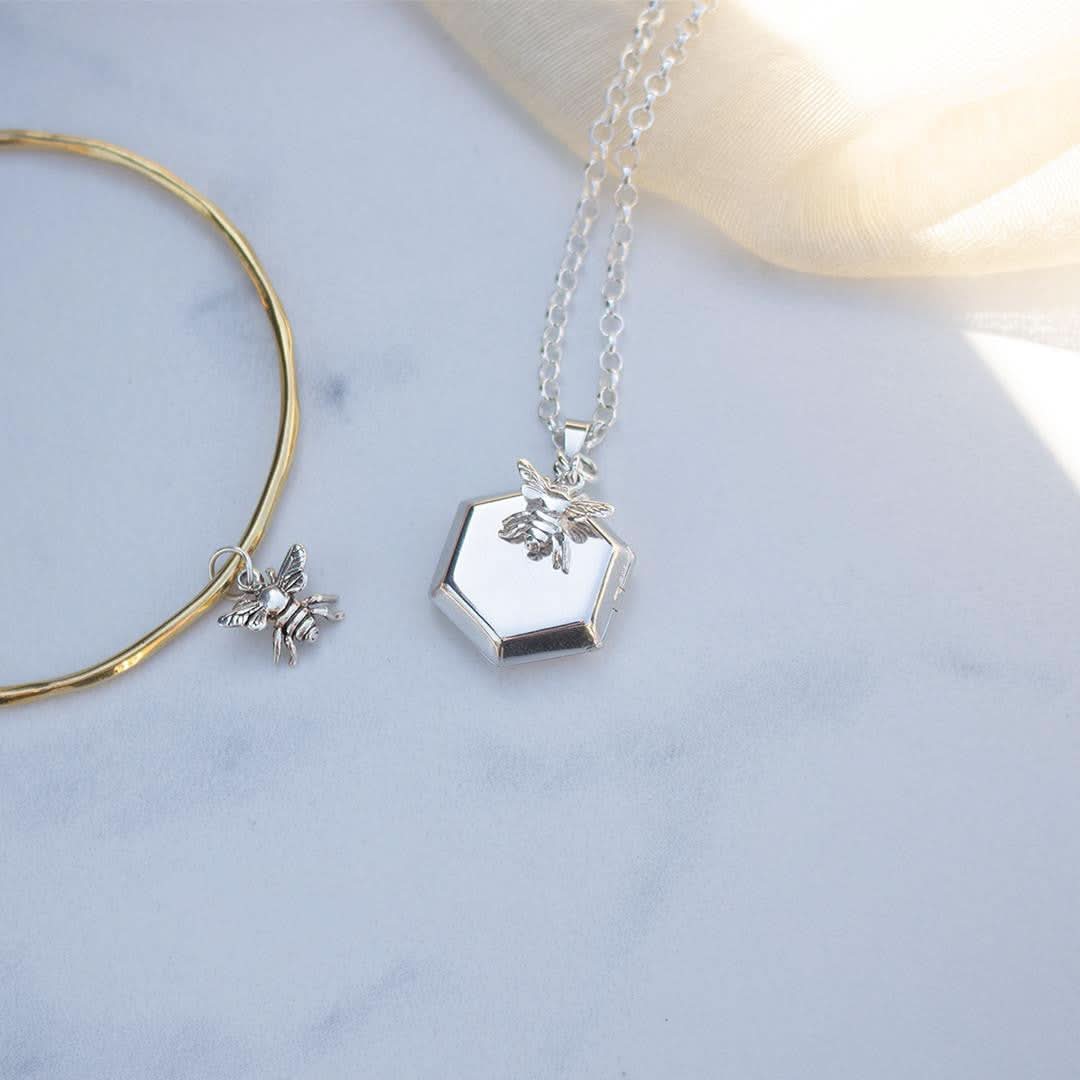 Hexagon Locket Necklace - 14K White Gold Pendant for Women | Elegant Jewelry Gift for Anniversary, Valentine's Day & Special Occasions