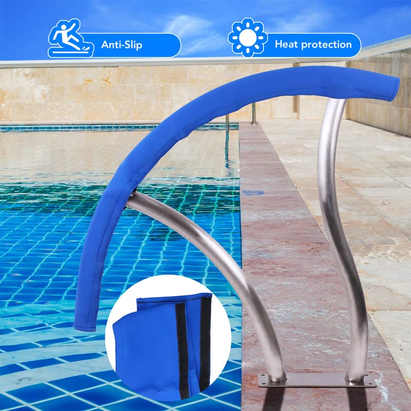 GARVEE 2-Pack 30x30 Inch Stainless Steel Pool Handrail - 304 Rustproof Swimming Pool Stair Rail with Blue Grip Cover, 250LBS Weight Capacity - Perfect for Inground Pools, Spa Steps, and Water Therapy Safety
