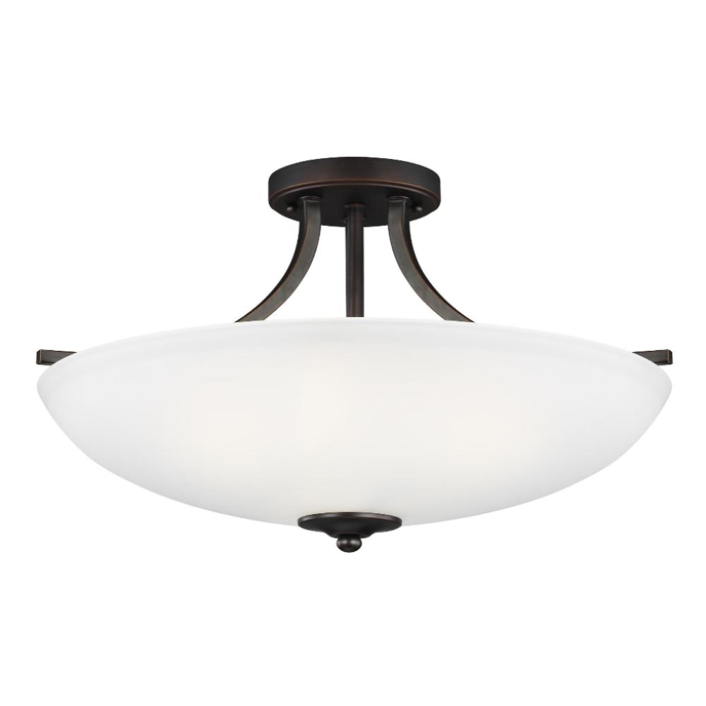 Barton 3-Light Semi Flush Mount Ceiling Pendant - Modern Farmhouse Lighting for Kitchen, Dining Room, Bedroom, and Entryway