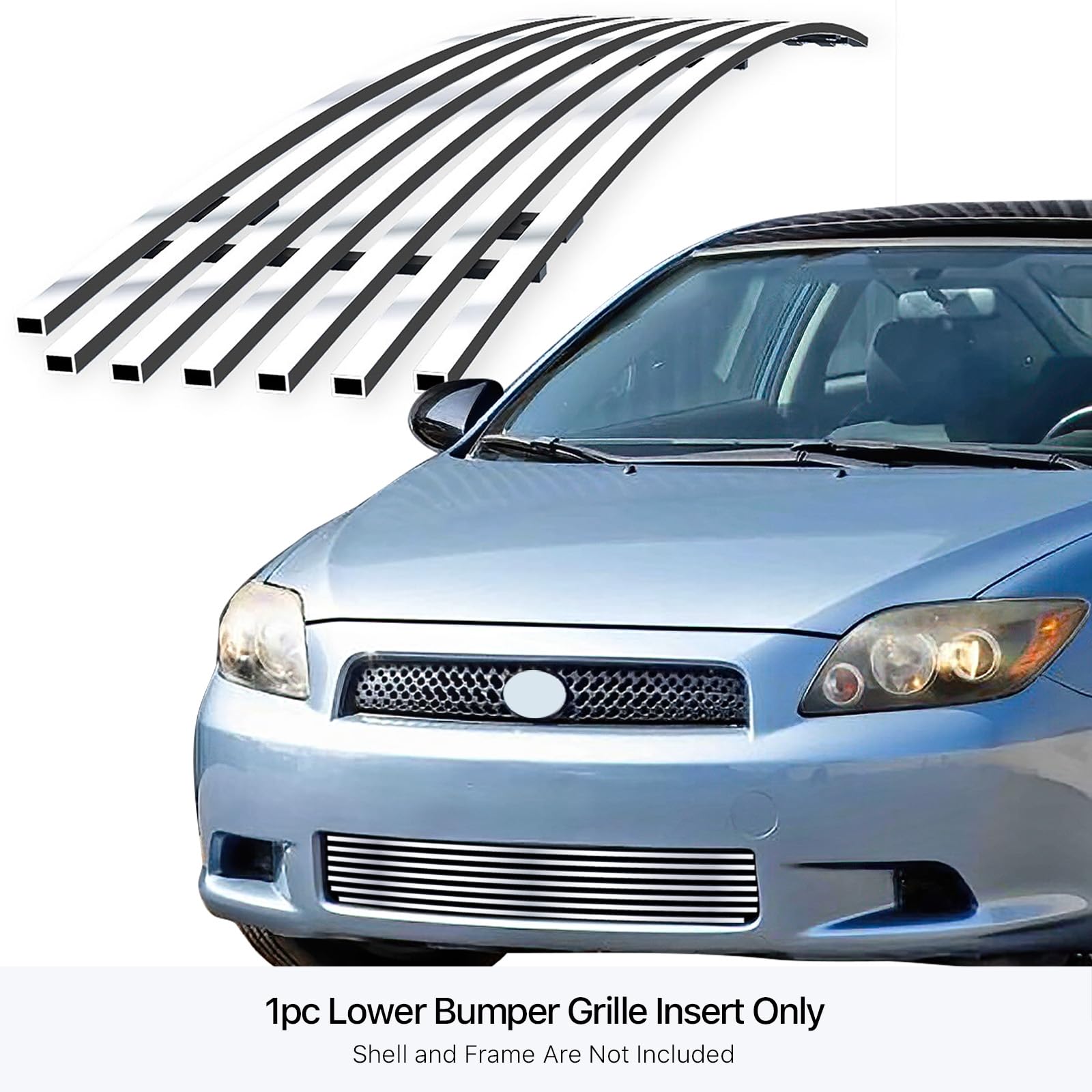 APS Stainless Steel SS Chrome Billet Front Grill Grille Insert Compatible with Scion TC 2005-2010 Lower Bumper - T66019A | Upgrade Your Car's Style for Street Racing & Car Shows