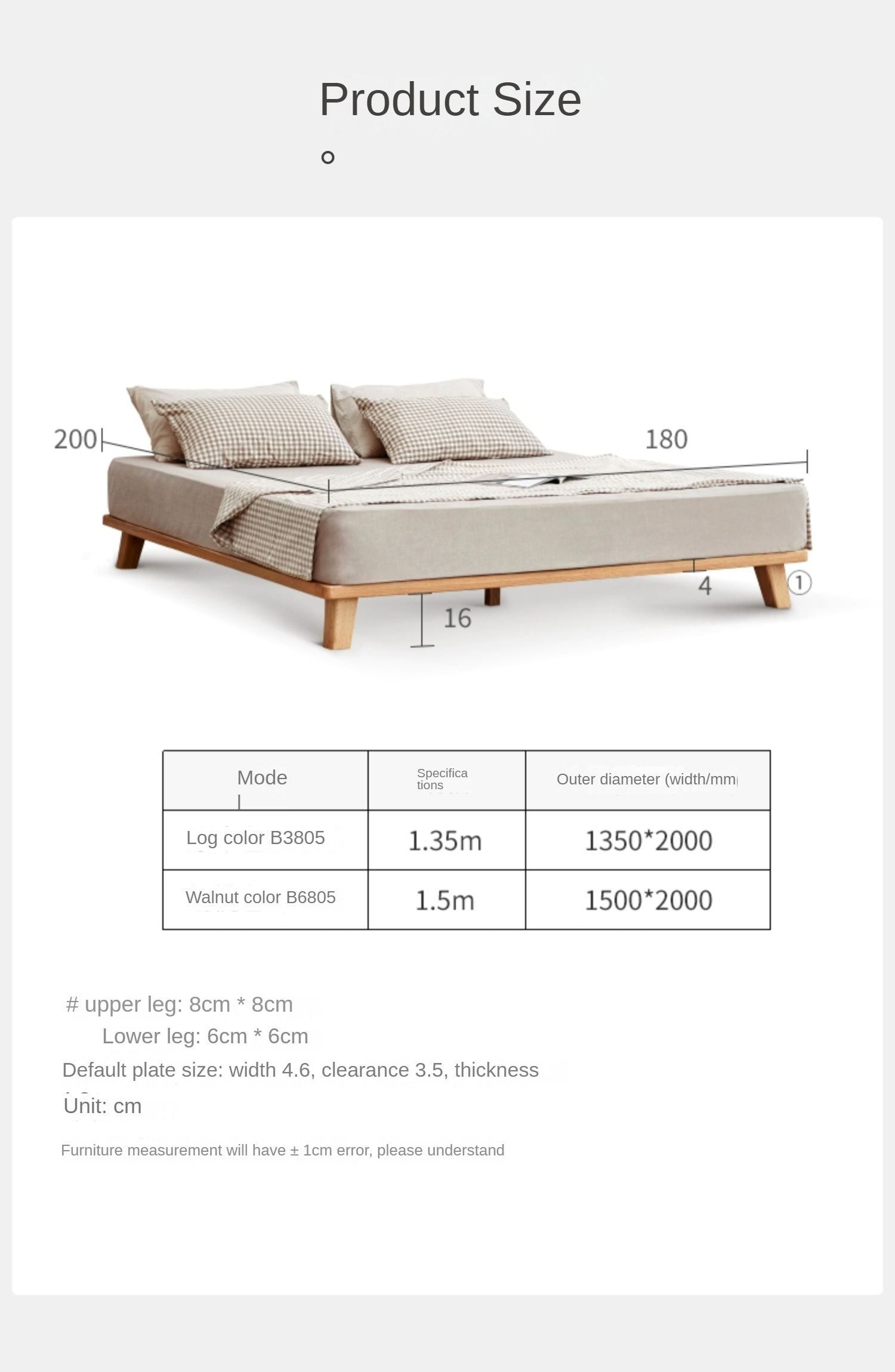 Solid Oak Wood Platform Bed Frame - No Headboard - Queen Size - Modern Minimalist Bedroom Furniture for Small Spaces & Apartments