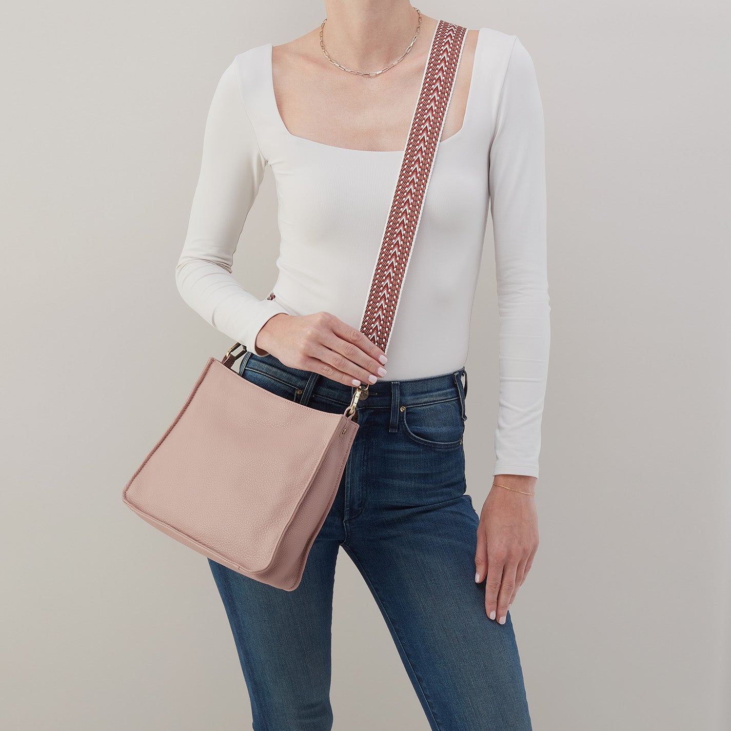Cass Crossbody Bag in Pebbled Leather - Blush Pink for Women | Stylish & Compact Purse for Everyday Use, Travel & Date Night