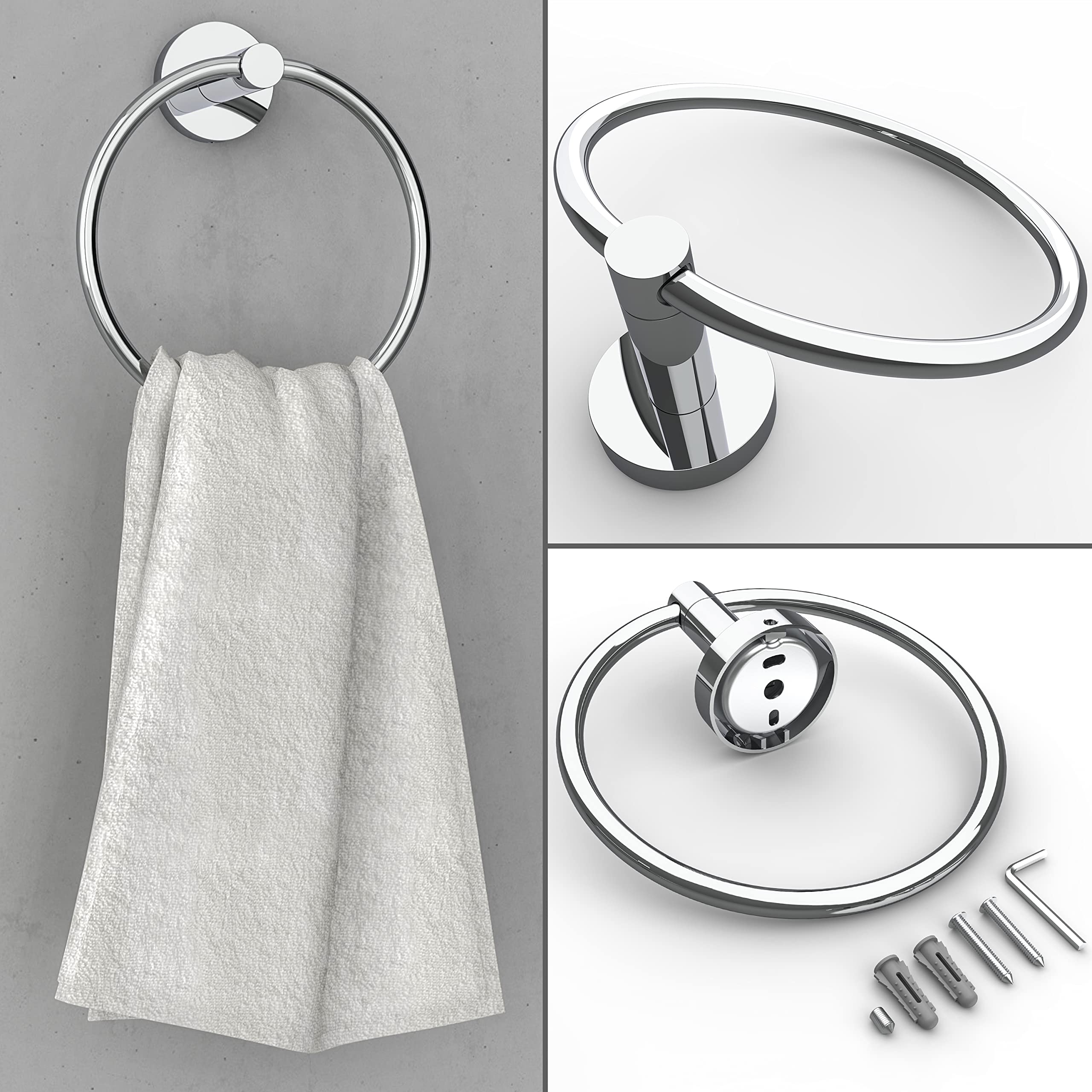 Stainless Steel Toilet Paper Holder & Towel Ring Set - Bathroom Hardware for Modern Homes