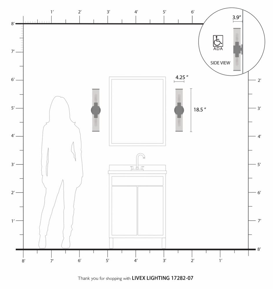 Livex Lighting Bancroft 2-Light ADA Bathroom Vanity Light - 18.5
