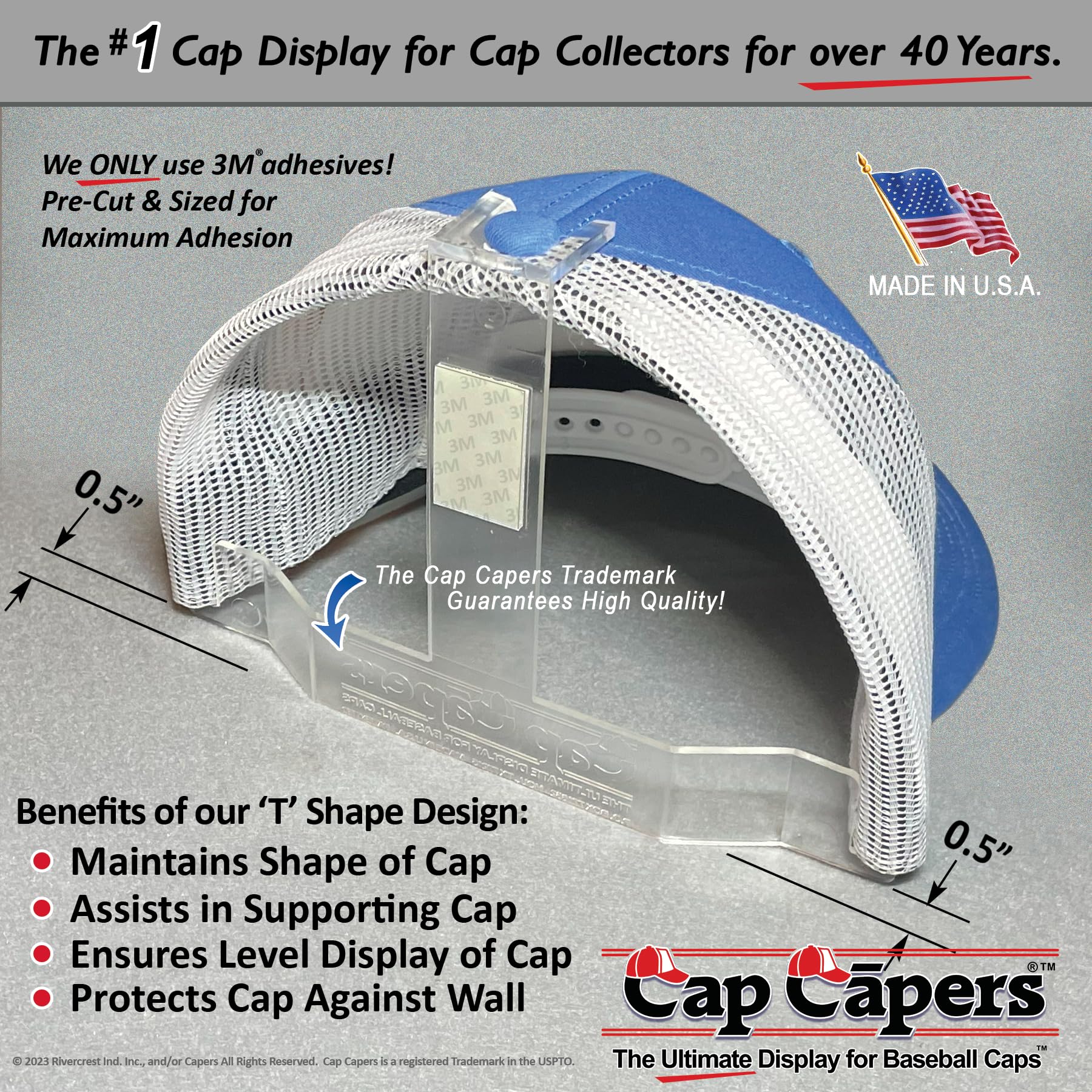 Premium Baseball Cap Display & Wall Mounted Hat Rack - 24 Pack Cap Organizer for Collectors | Perfect for Home, Retail Stores & Sports Memorabilia Collections