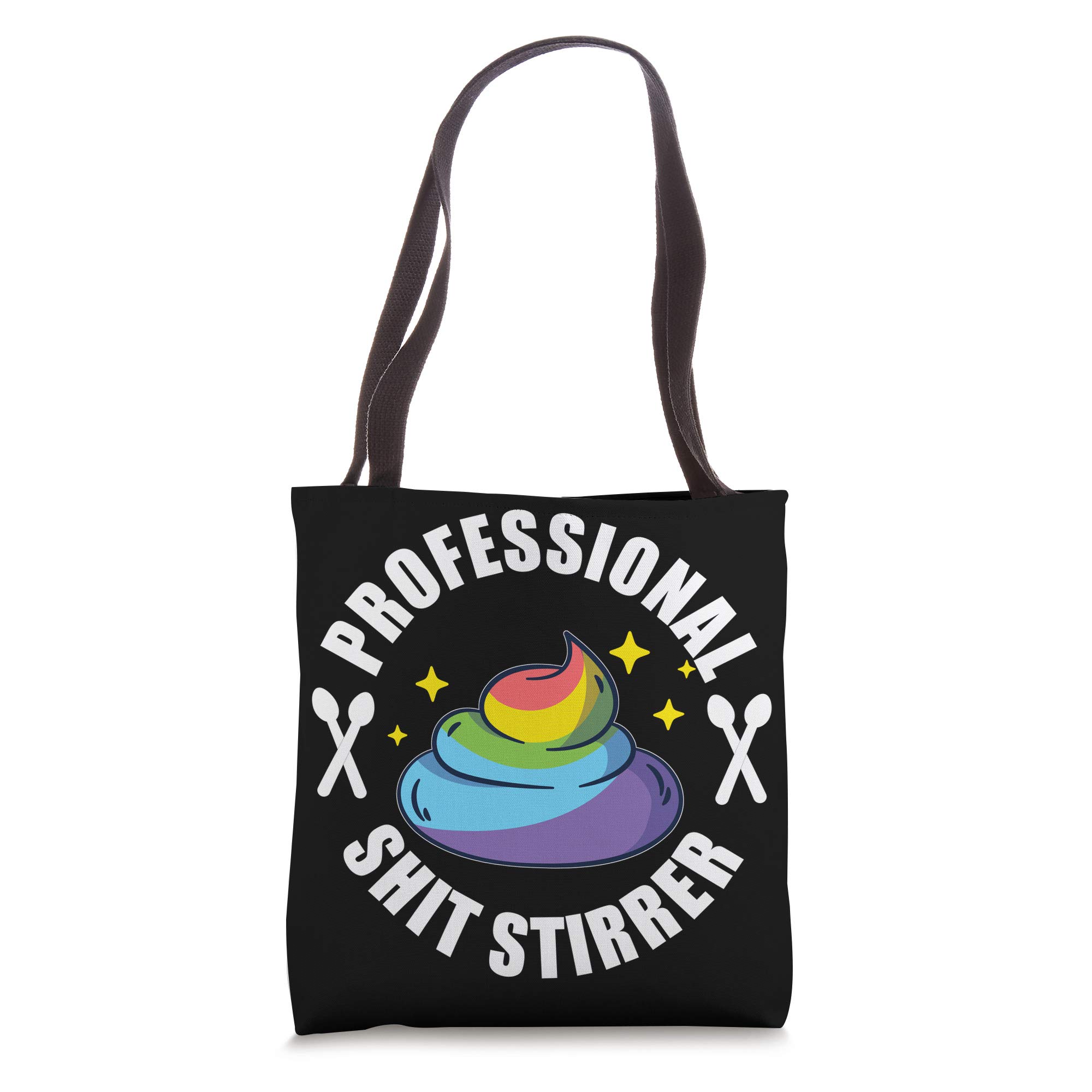 Professional Shit Stirrer Tote Bag - Funny Unicorn Poo Design | Perfect for Pranksters, Office Humor & Gag Gifts