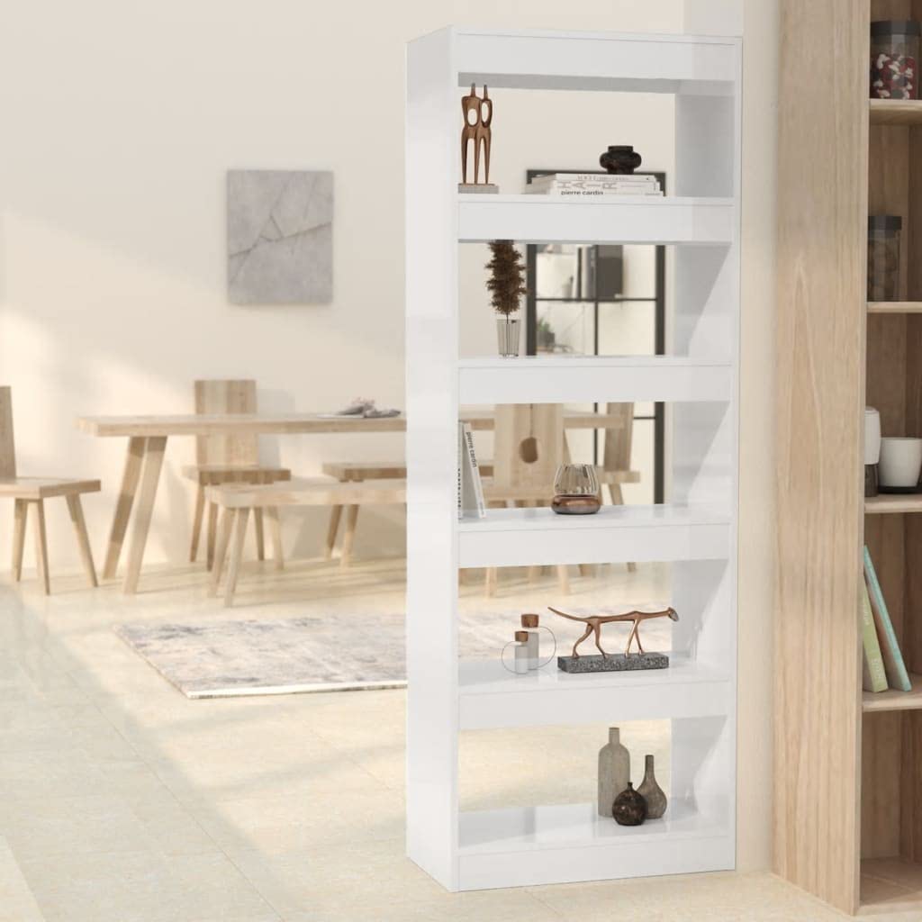 White High Gloss Bookcase Room Divider - 23.6