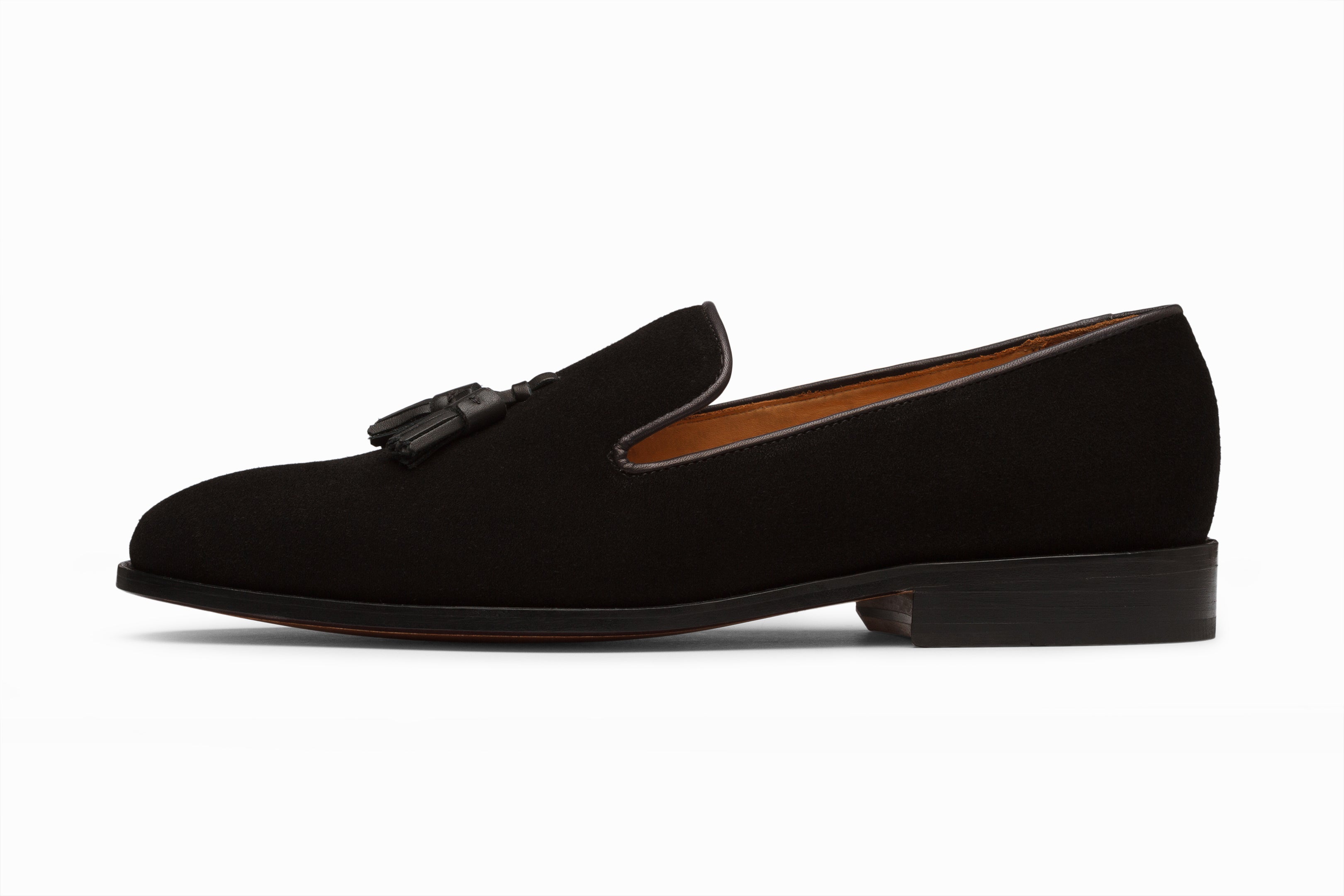 Black Suede Tassel Loafers for Women - Classic Comfortable Slip-On Dress Shoes for Office, Party & Casual Wear