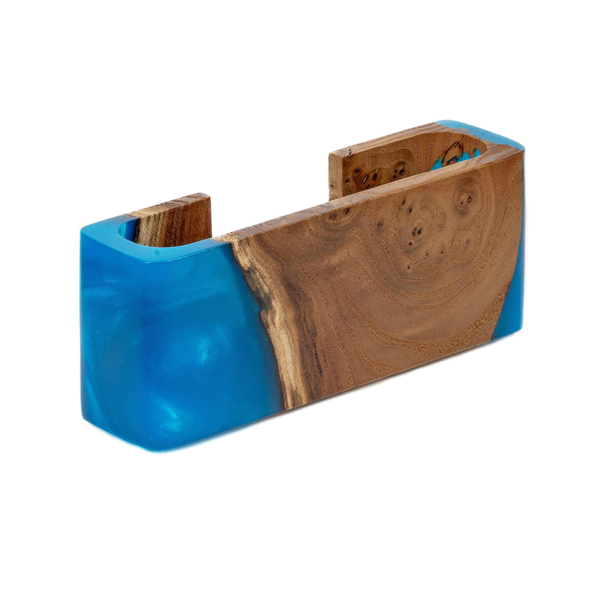 Best Business Card Display Stand - Unique Wooden Slim Card Holder for Office & Home Desk Organizer - Small Desk Cardholder Storage Accessory (Blue Pearl) - Perfect for Professional Meetings, Networking Events & Office Decor