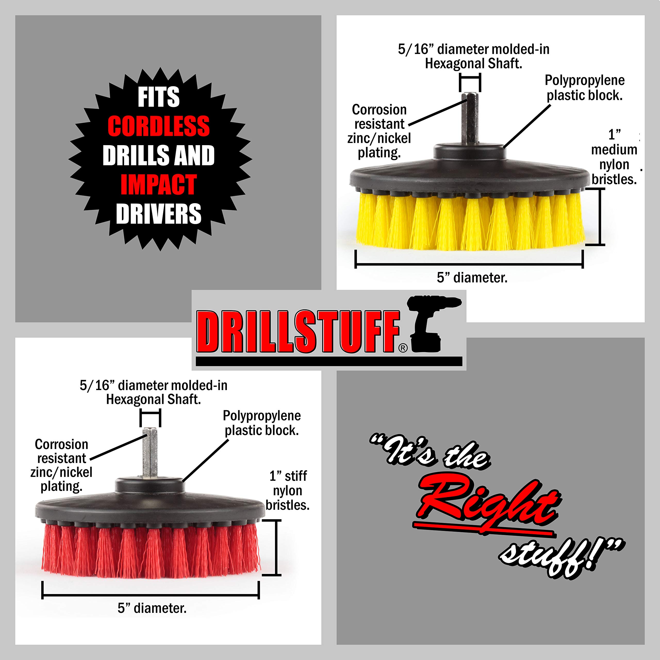 **Power Drill Brush Set - Multi-Surface Scrubber for Bathroom, Tile, Grout, Bathtub & Floor Cleaning - Stain Remover for Hard Water, Concrete & Outdoor Use - Perfect for Shower, Deck & Bird Bath Maintenance**
