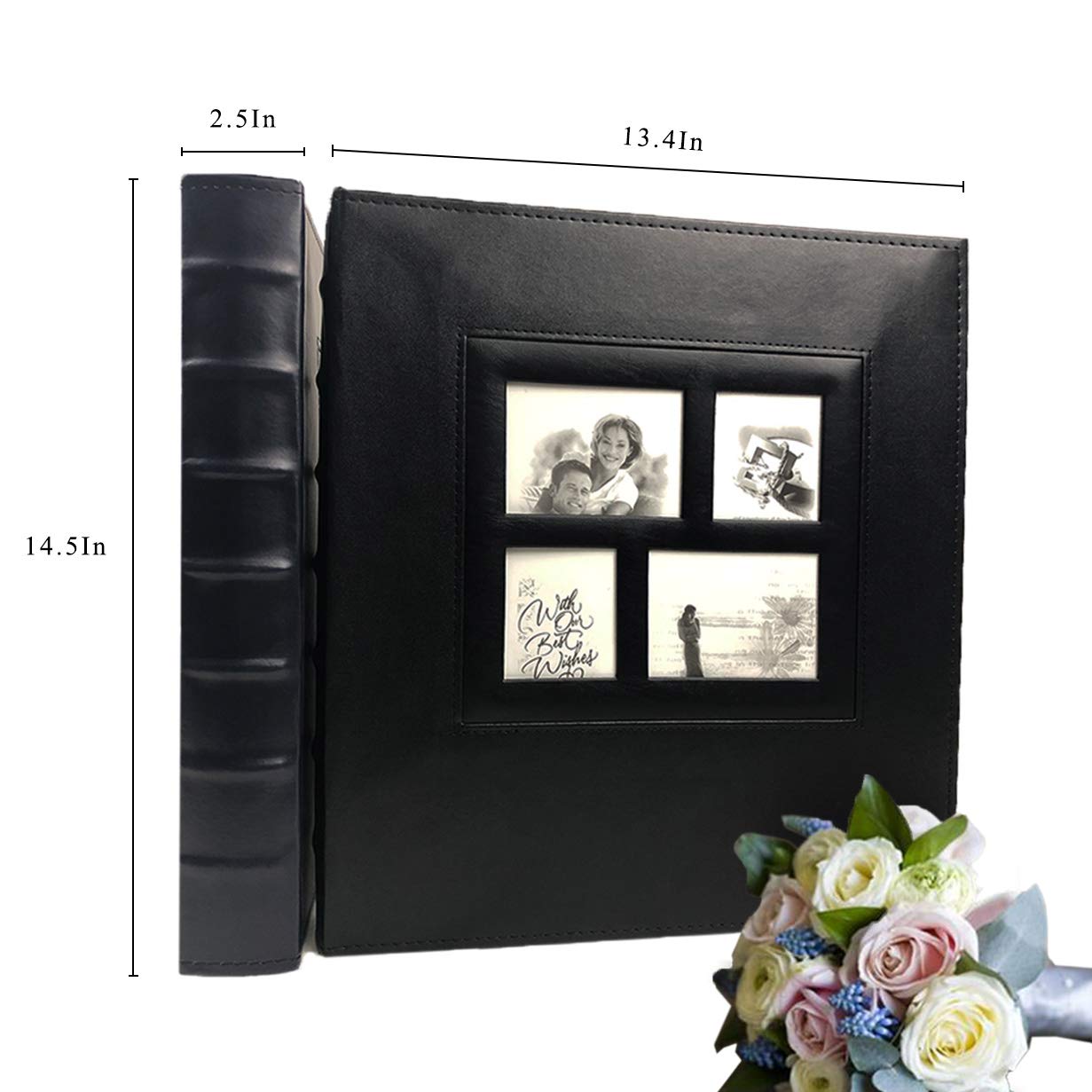 RECUTMS 4x6 Photo Album - Holds 500 Pictures with Black Pages, Large Capacity Leather Cover Wedding Family Baby Memory Book for Horizontal & Vertical Photos (Blue) | Perfect for Wedding Albums, Baby Memory Books & Family Photo Collections