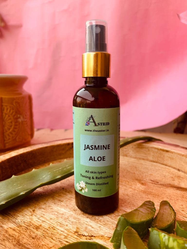 Astrid Jasmine & Aloe Vera Hydrating Facial Mist - Pure Floral Water Toner with Mogra & Aloe for Refreshing Skin Care | Paraben & Sulfate Free | Perfect for Daily Hydration, Post-Workout Refresh & Makeup Setting