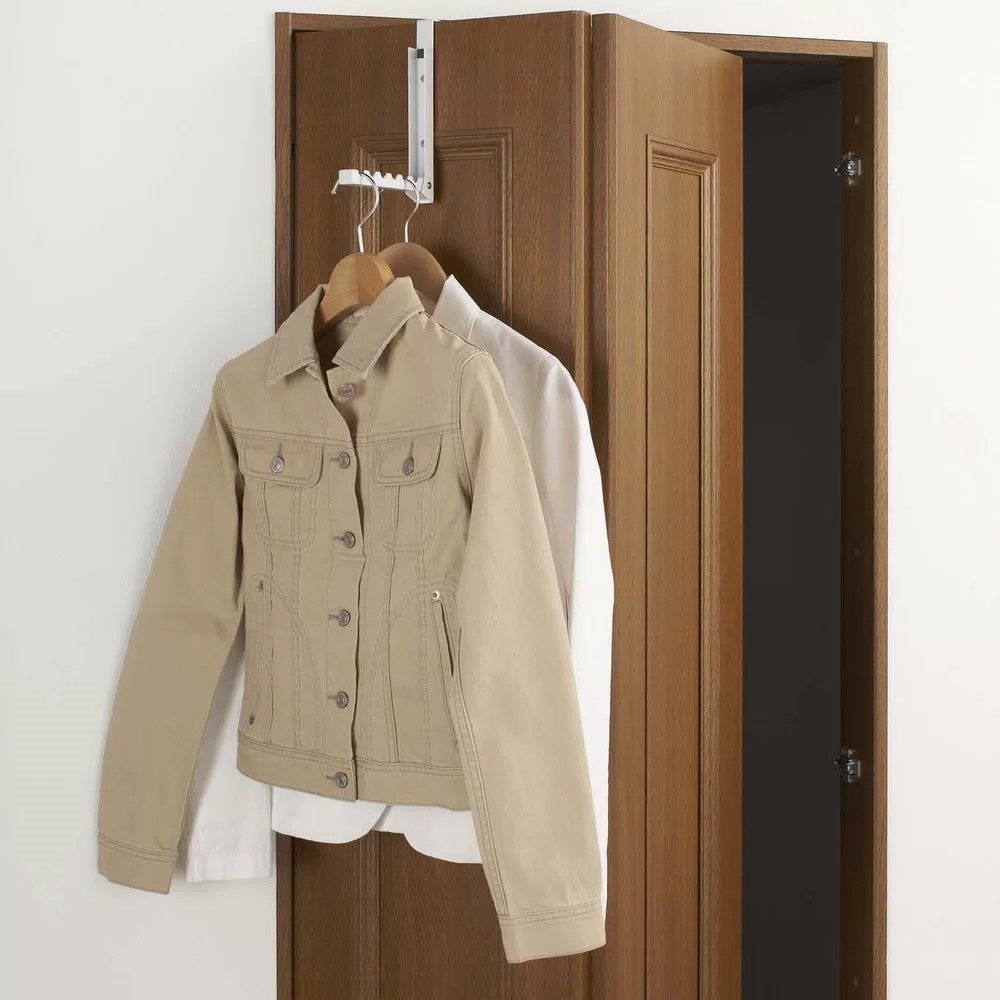 YAMAZAKI Over the Door Storage Organizer - White Space Saving Hanger Rack for Closet, Bathroom & Bedroom Organization