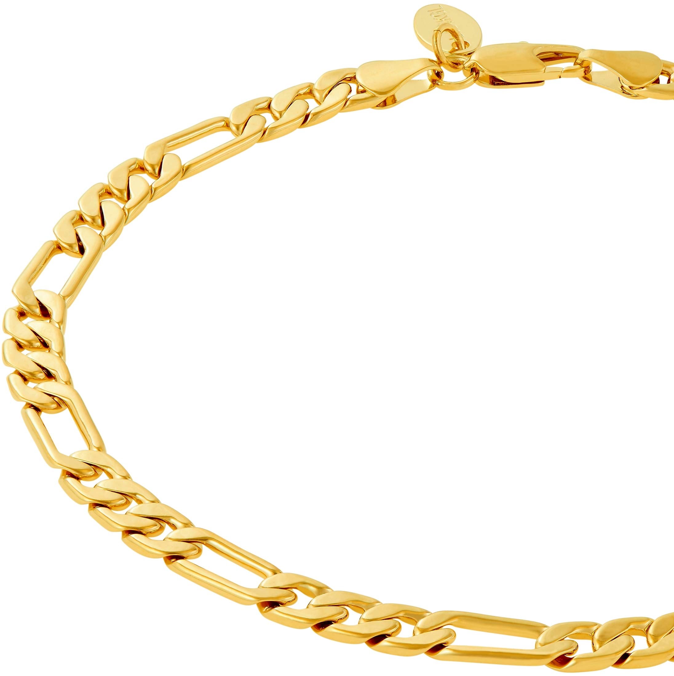 LIFETIME JEWELRY Women's 24K Gold Plated 5mm Figaro Chain Ankle Bracelet - Elegant Anklet for Everyday Wear, Parties & Special Occasions