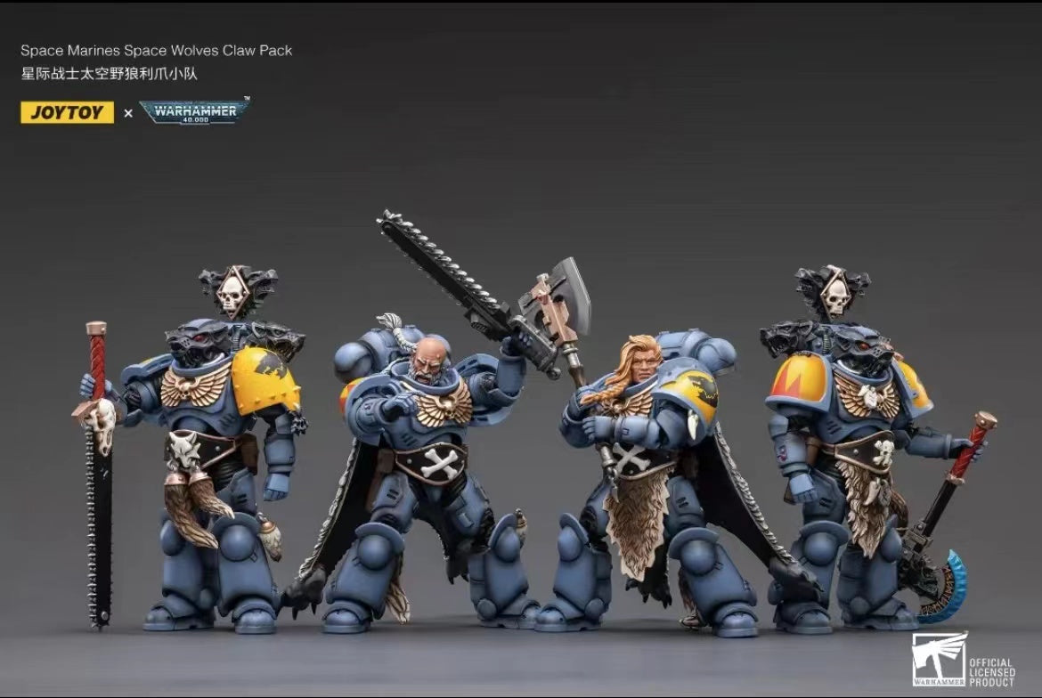 1/18 JOYTOY Warhammer 40K Space Marine Wolves Claw Action Figure Set (4PCS) - Perfect for Collectors, Tabletop Gaming & Display