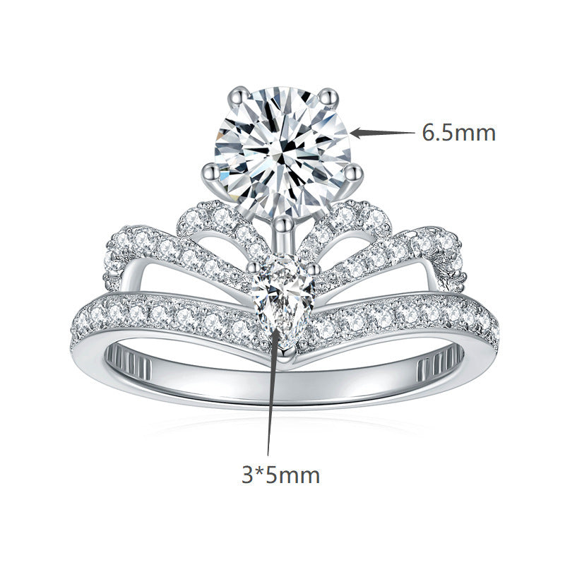 6.5mm Round Cut Moissanite Engagement Ring for Women - Crown Shape Wedding Band, Promise Ring, Anniversary Gift (Perfect for Proposals, Bridal Jewelry & Special Occasions)