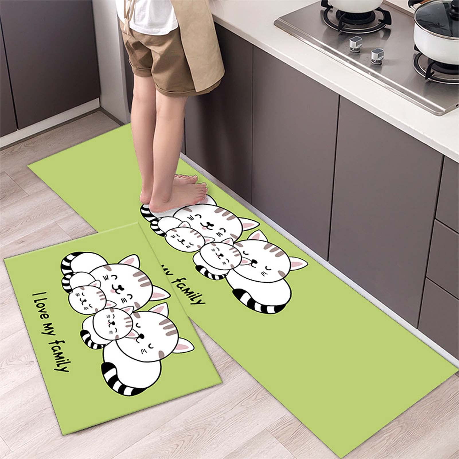 WDAWD Anti-Fatigue Kitchen Mat Set of 2 - Cushioned, Waterproof & Non-Slip Floor Mats for Comfortable Standing - Soft Kitchen Runner Rugs for Cooking, Dishwashing & Food Prep Areas