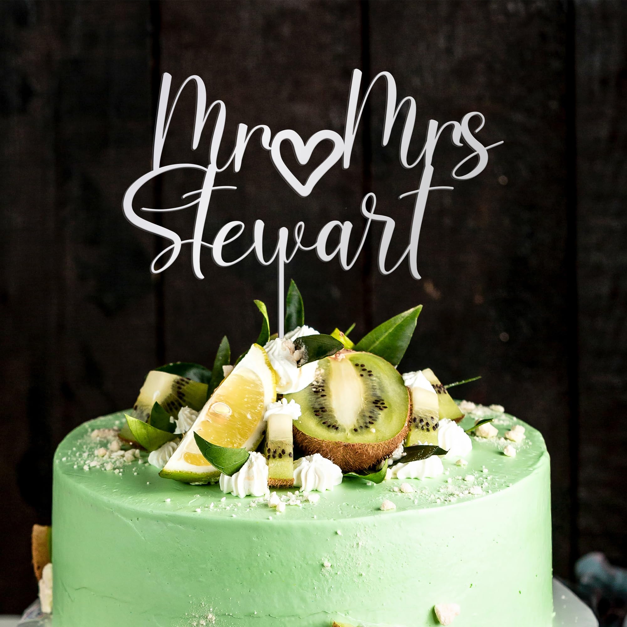 Elegant Heart Wedding Cake Toppers in Gold, Silver & Black - Mr & Mrs Personalized Cake Decorations for Weddings & Anniversaries (CT17) - Perfect for Romantic Celebrations, Bridal Showers & Vow Renewals