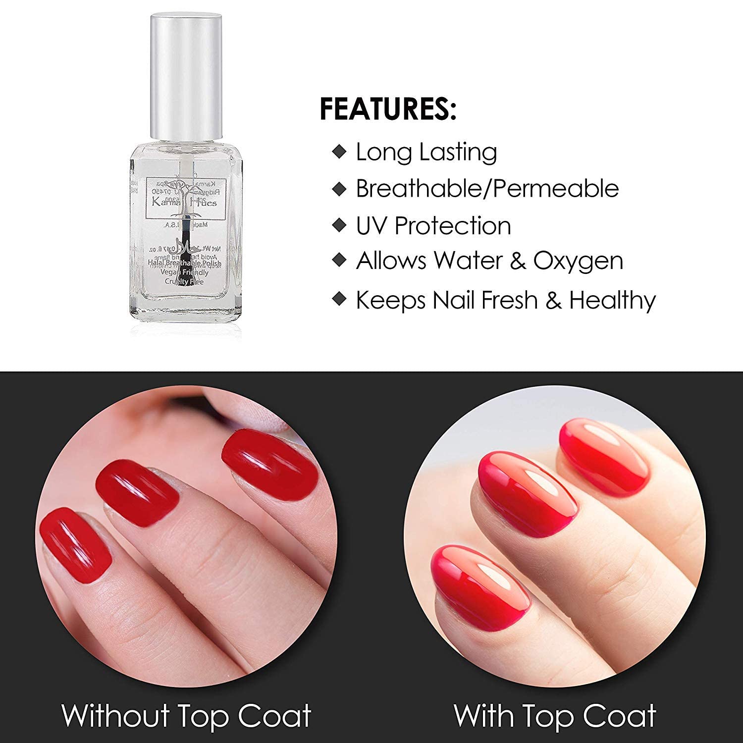 Organic Nail Polish Remover & Breathable Top Coat Set - 4oz Unscented Halal Nail Polish Remover + 4oz Anastasia Breathable Nail Enamel - Vegan, Non-Toxic for Natural Nails - Perfect for Manicures, Pedicures & Salon Use