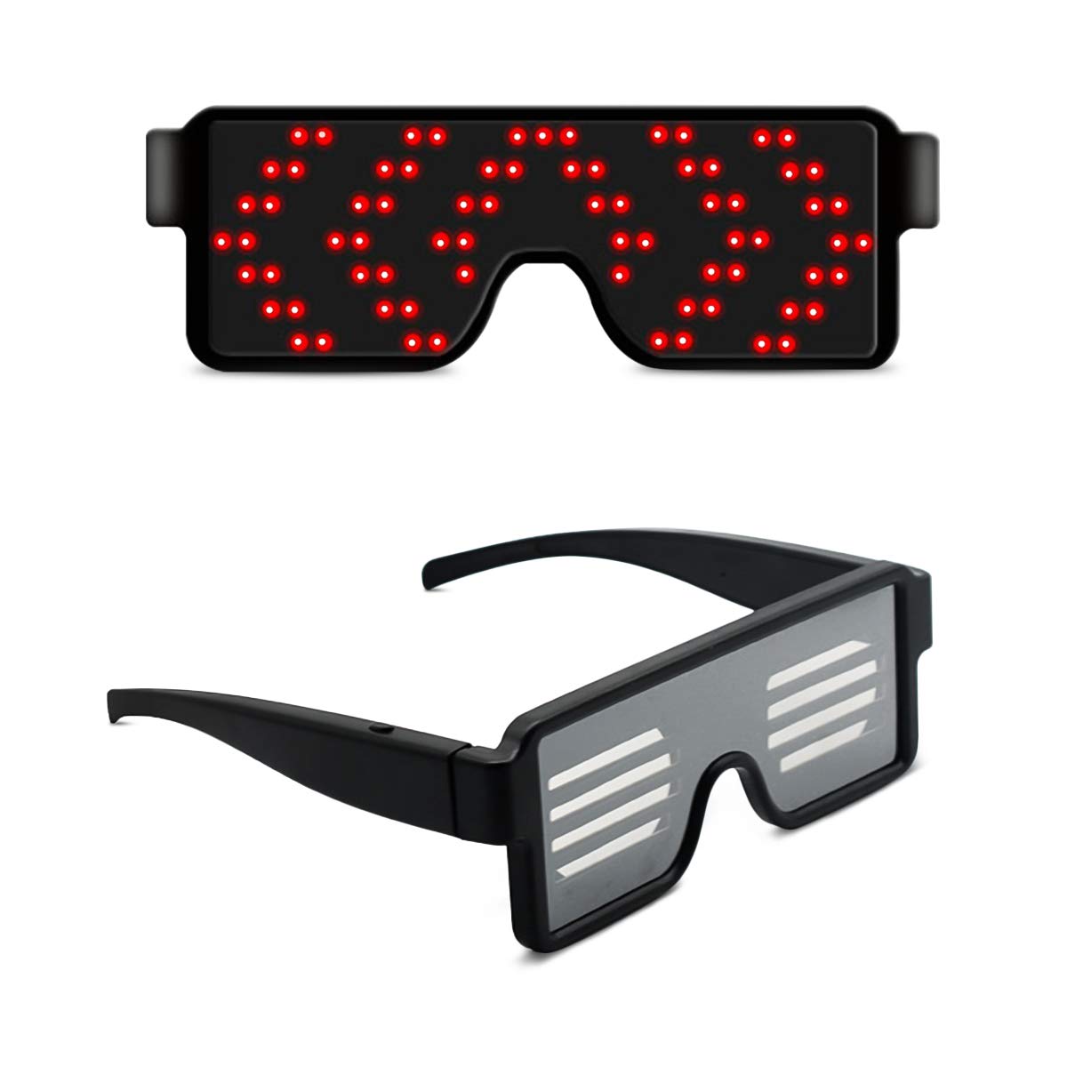 LumiSyne Wireless LED Glasses - USB Rechargeable with 11 Dynamic Light Patterns - Glow Party Glasses for Halloween, Raves, Concerts & Costume Parties