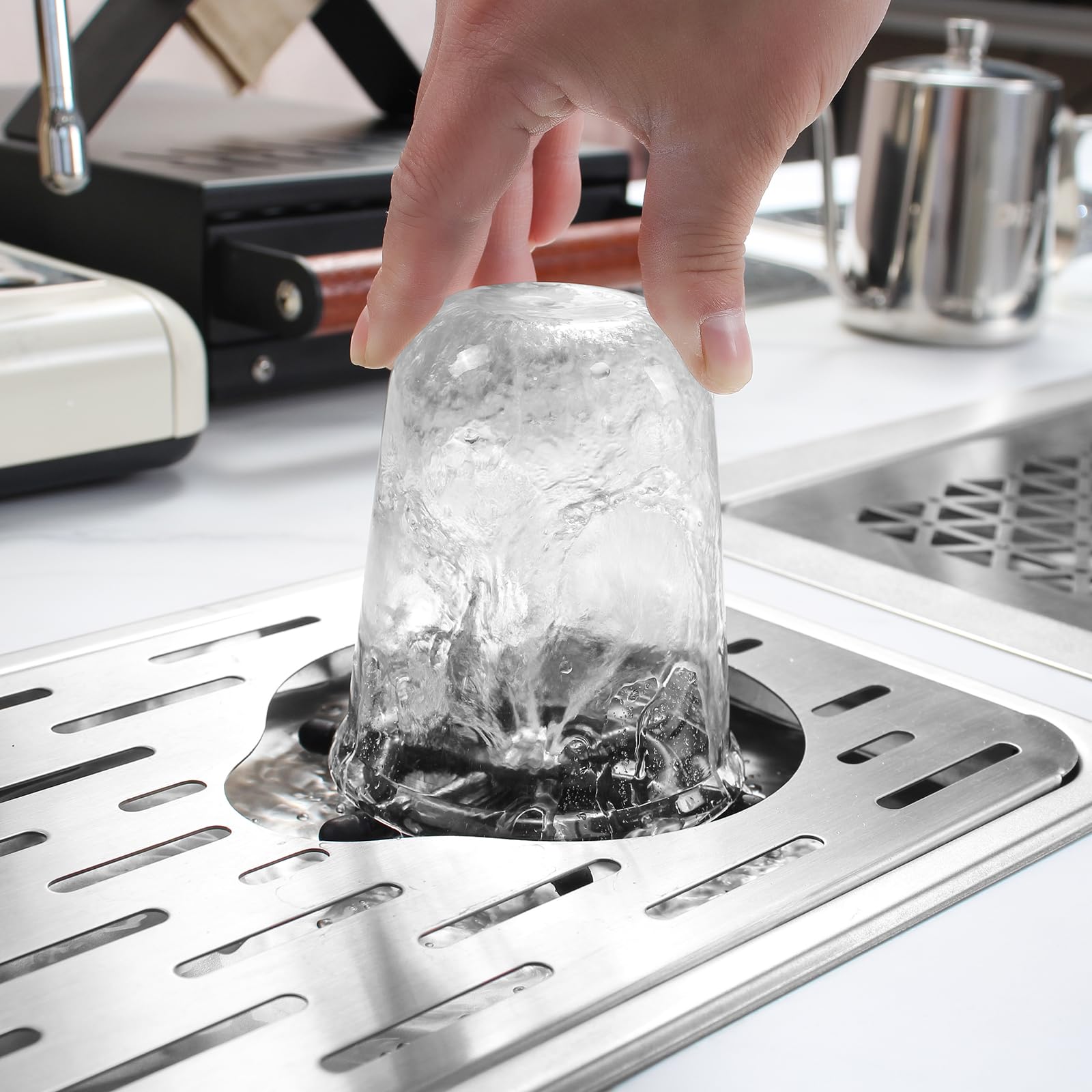 Stainless Steel Commercial Glass Pitcher Rinser - Extra Large Countertop Bar Sink (25.59 x 8.43 x 1.18 Inches) - Perfect for Bars, Restaurants & Home Bartending