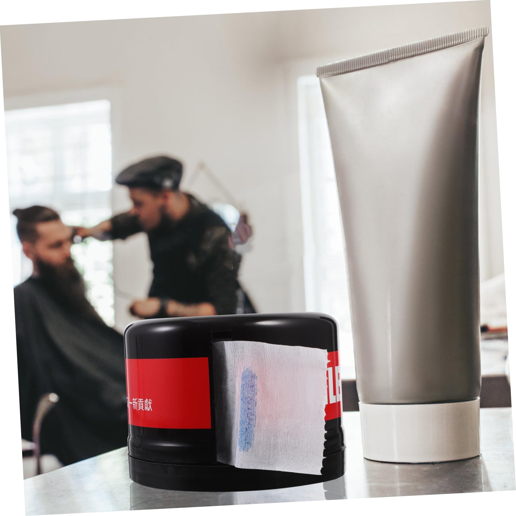 Barber Neck Paper Roll Dispenser Box with 1 Set Neck Strips - Salon Hairdressing Paper Holder for Hygienic Haircut & Grooming - Perfect for Barbershops, Salons & Home Use