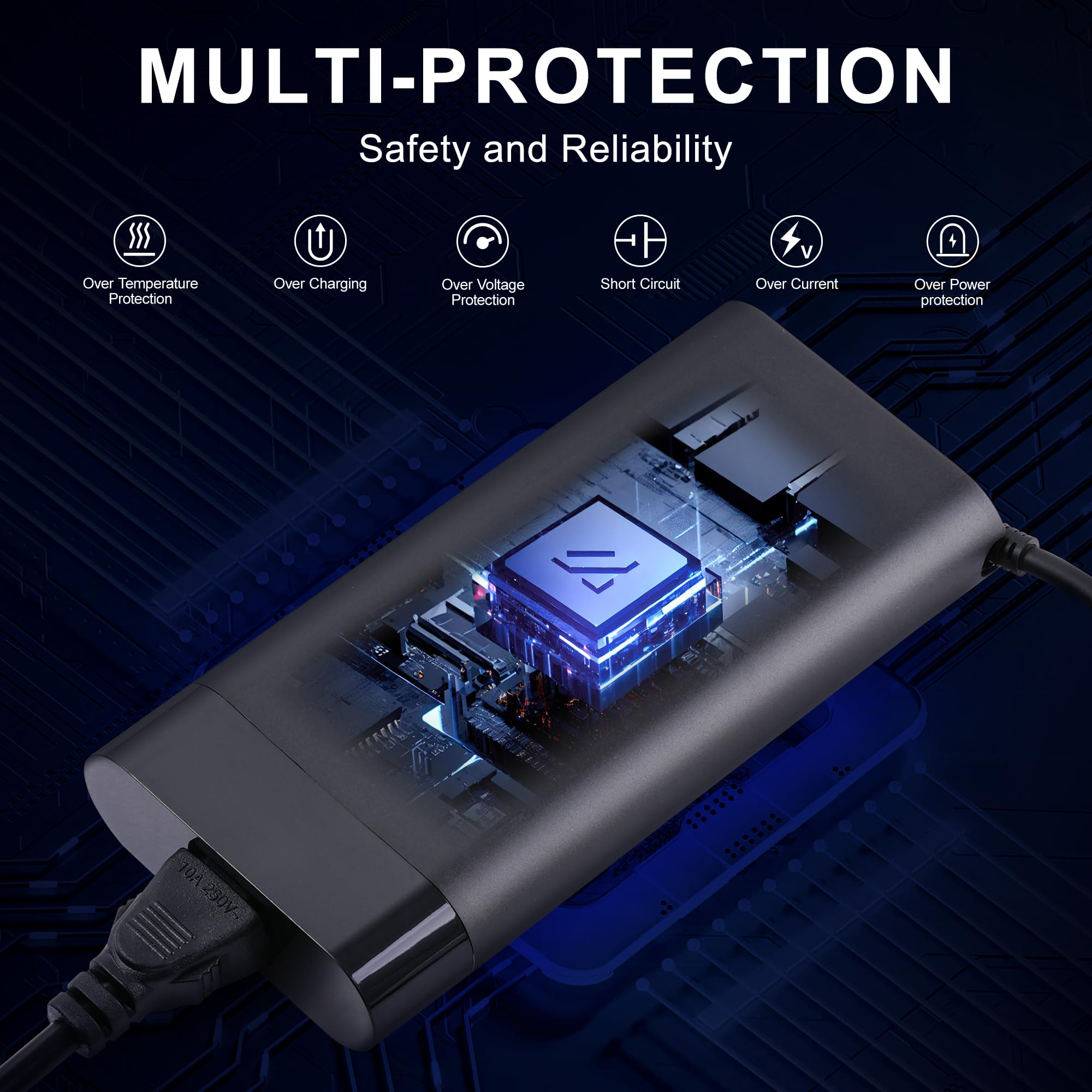200W HP Laptop Charger for Omen 17 5100, Pavilion Gaming, ZBook Studio 16, Envy 16t-h000 - Fast Charging Power Adapter with Smart Blue Tip | Durable & Safe | Perfect for Gaming, Work & Travel