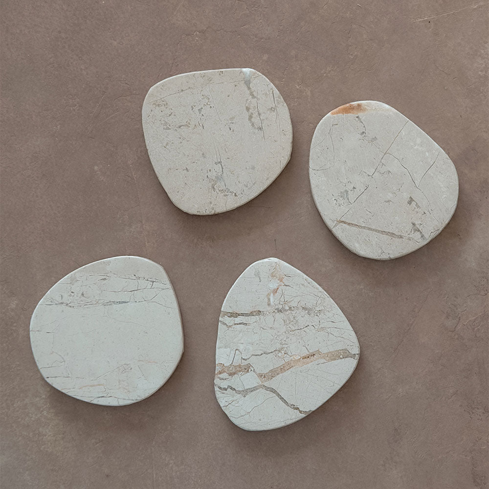 Premium Marble Coaster Set of 6 - Elegant Stone Drink Coasters for Home & Office - Perfect for Coffee Tables, Bars, and Dining Tables