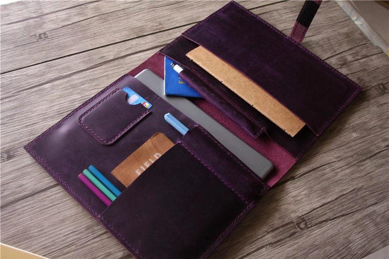 Personalized Purple Leather Padfolio - Custom Name Engraved Professional Portfolio for Business, Office & Gifts | Perfect for Meetings, Presentations & Corporate Events