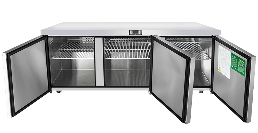 Atosa 72-Inch Commercial Undercounter Refrigerator with 3 Solid Doors - Perfect for Restaurants, Bars, and Catering Businesses