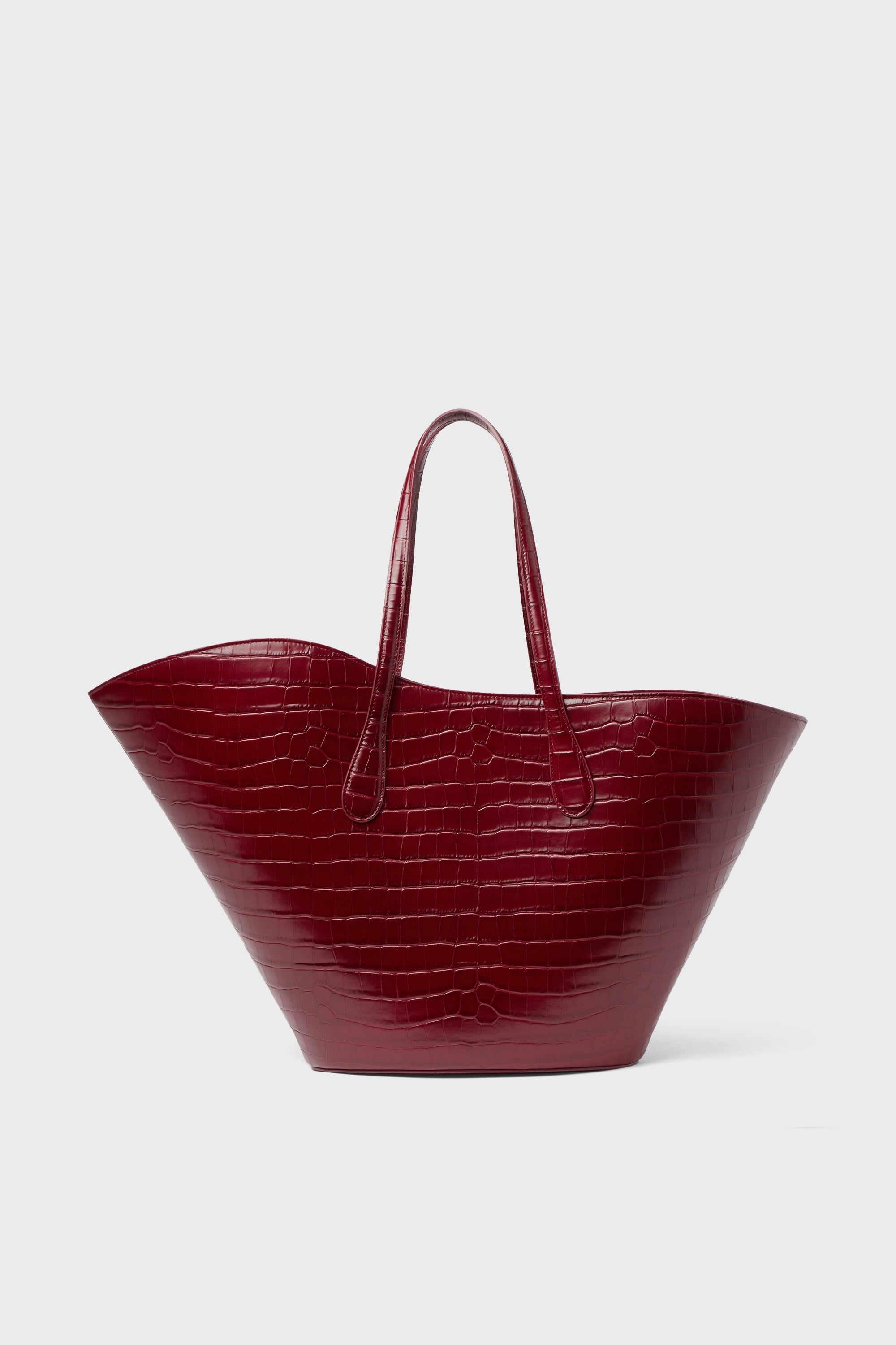 Bordeaux Croc Open Tulip Large Tote Bag for Women - Stylish & Spacious Handbag for Work, Travel & Shopping