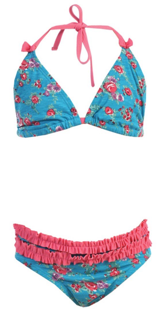 Celina 2-Piece Girls' Rose Teal Swimwear Set - Cute Floral Bikini for Toddler & Kids Beachwear, Pool Party, Summer Vacation Outfits