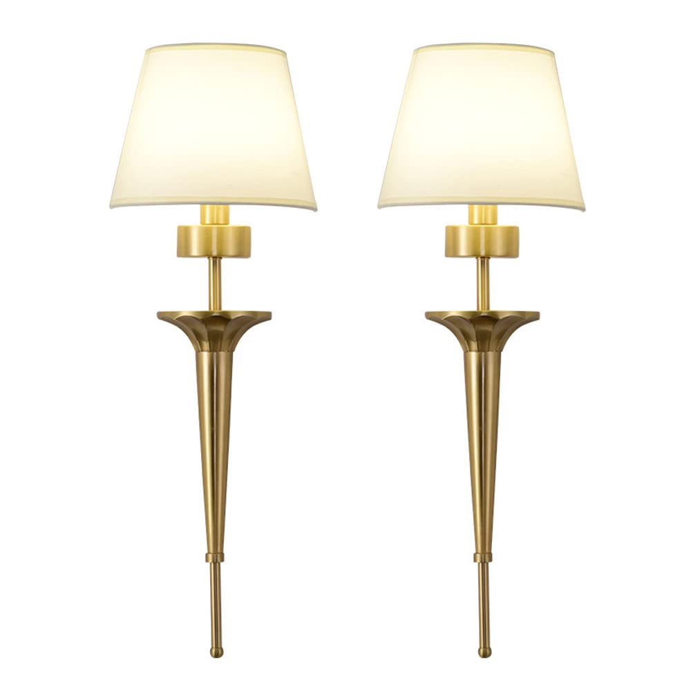 Modern Copper Wall Sconce Set of 2 - Fabric Wall Mount Lights for Indoor Use, E14 Wall Lighting Fixture - Perfect for Bedroom, Living Room, and Reading Nook Decor | Elegant Home Lighting Solution for Cozy Ambiance