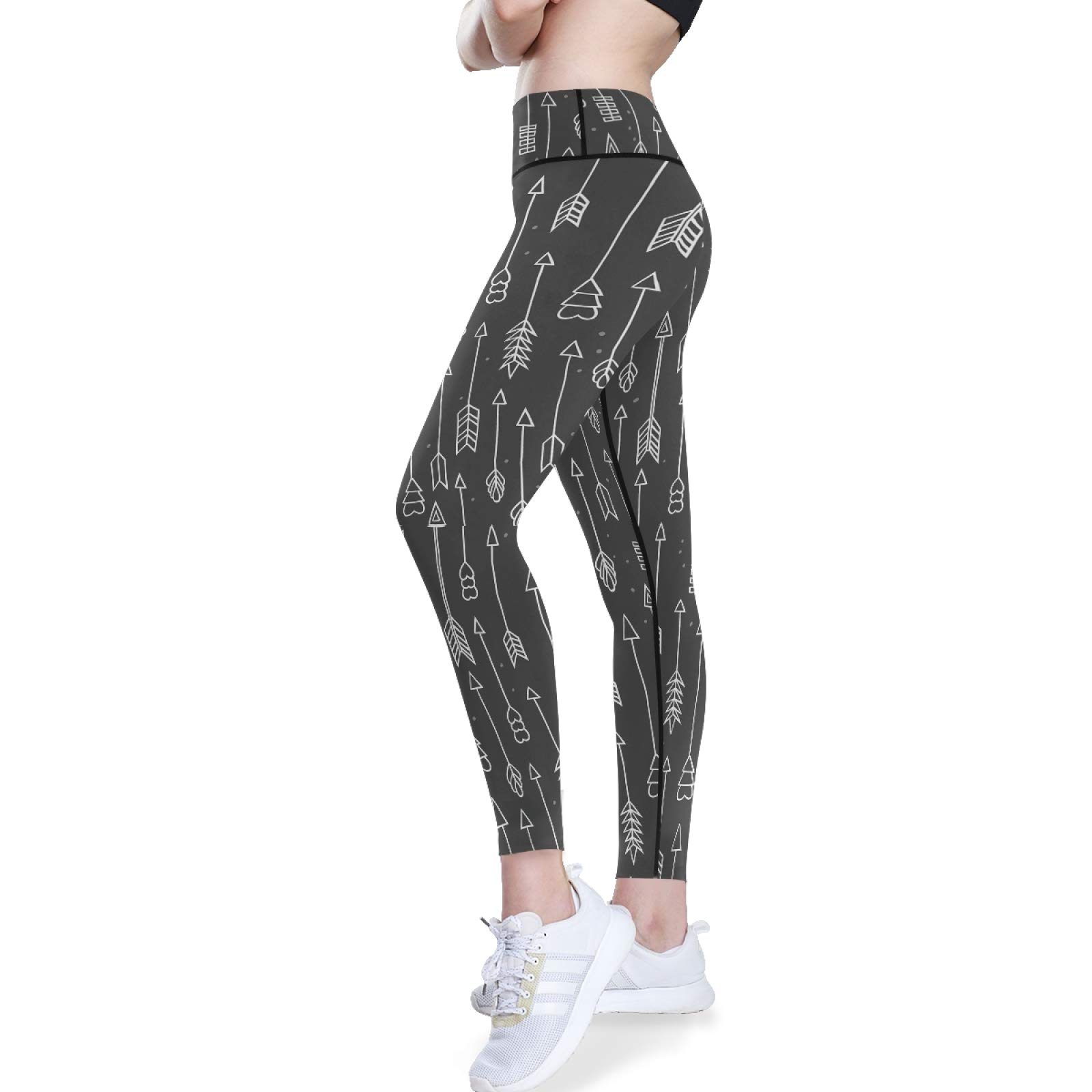 Hand Drawn Ethnic Yoga Pants - High Waist Tummy Control Leggings with Pockets for Workout & Running