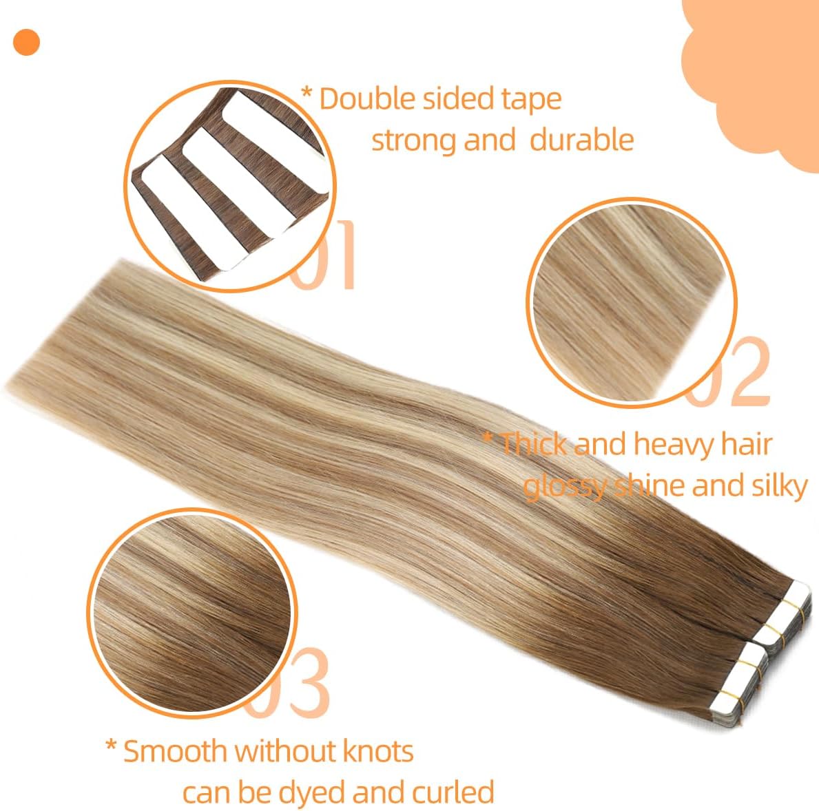 Seamless Skin Weft Tape for Human Hair Extensions - Invisible Hair Integration for Natural Look | Perfect for Daily Wear, Special Occasions & Styling