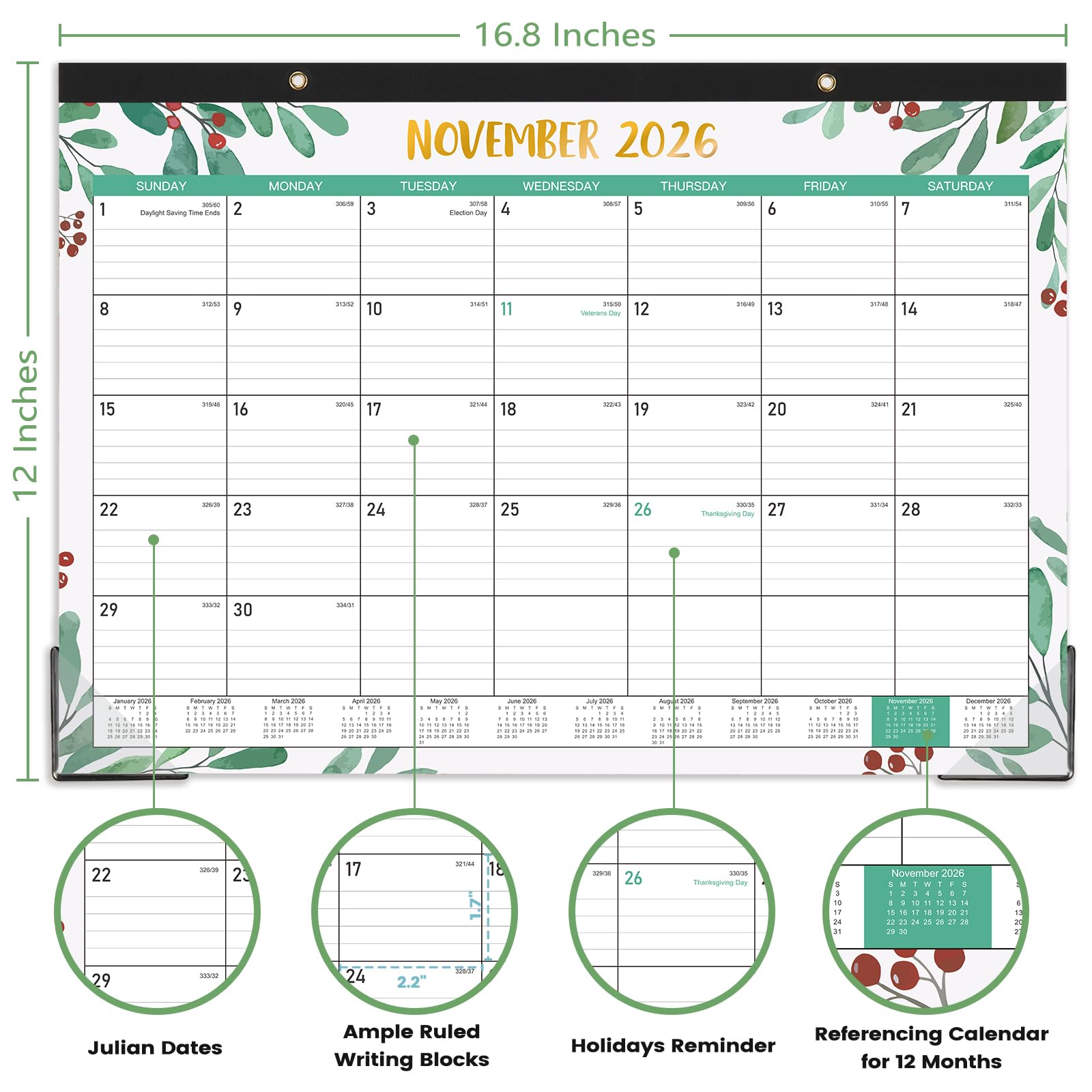 2025-2026 18-Month Desk Calendar | July 2025 to December 2026 | Large 17x12 Inch Planner with Ruled Blocks | Perfect for Office, Home & School Organization