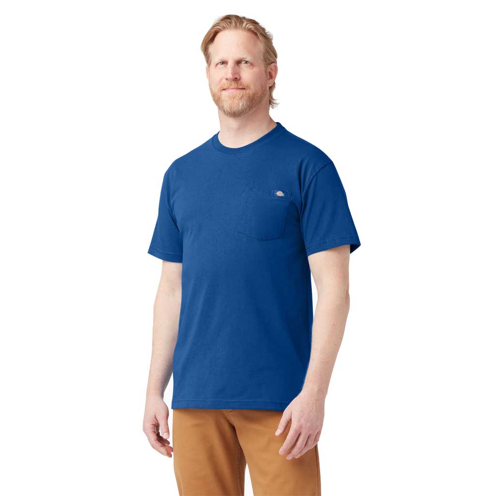 Dickies Heavy Weight Crew Pocket T-Shirt for Men - Royal Blue - Durable Workwear & Casual Wear for Construction, Outdoor & Everyday Use