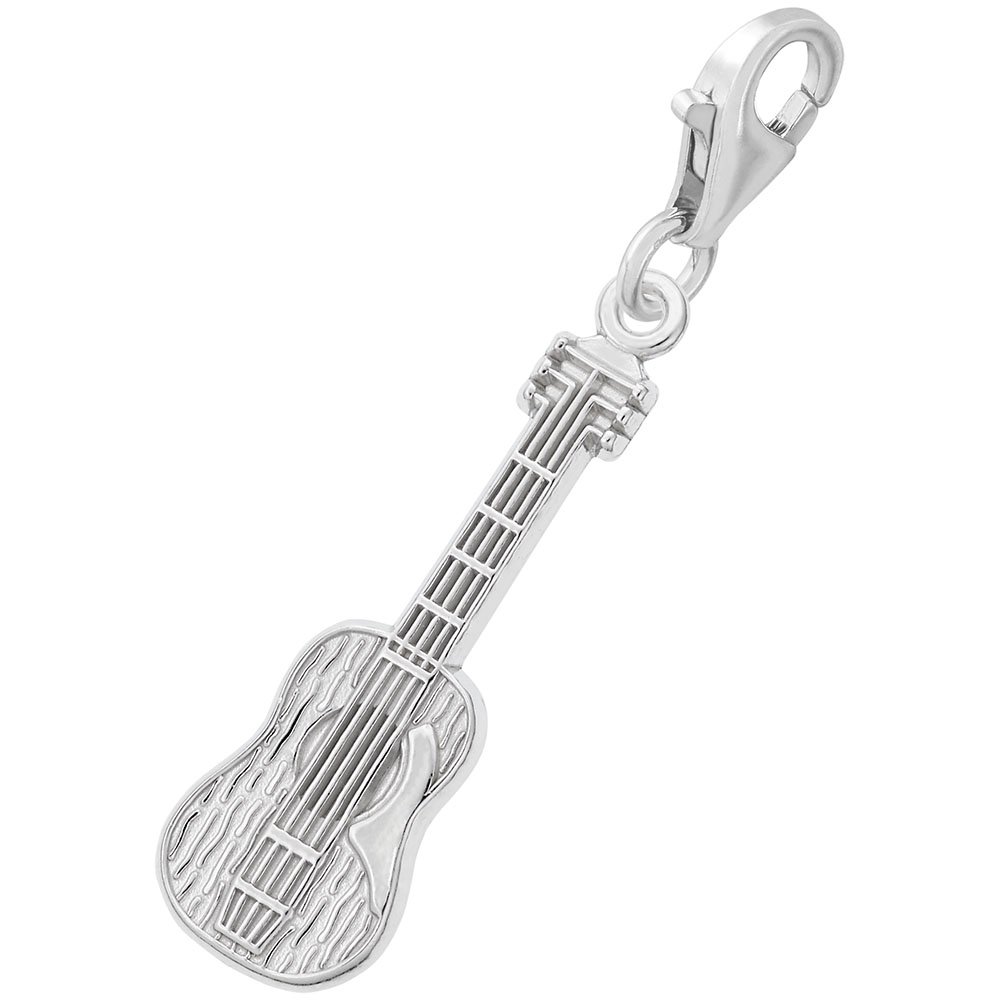 Guitar Charm Pendant with Lobster Claw Clasp - Silver Musical Note Jewelry for Bracelets & Necklaces - Perfect for Musicians, Music Lovers & Gift Giving