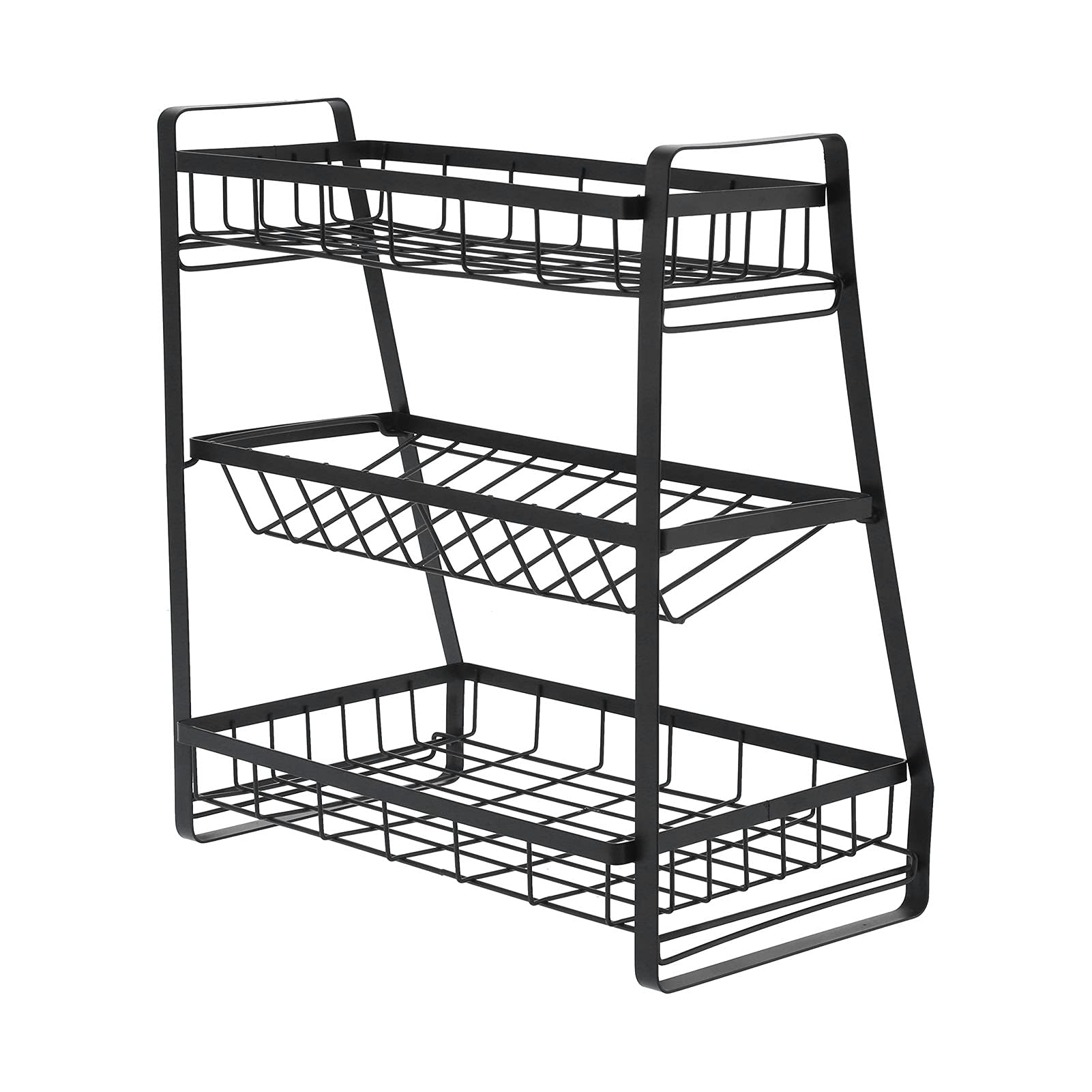 FIYO 3-Tier Black Kitchen Storage Shelf - Countertop Organizer for Spices, Utensils & Pantry Items | Adjustable Detachable Spice Rack with Flat Bottom | Perfect for Small Kitchens, Countertops & Pantry Organization