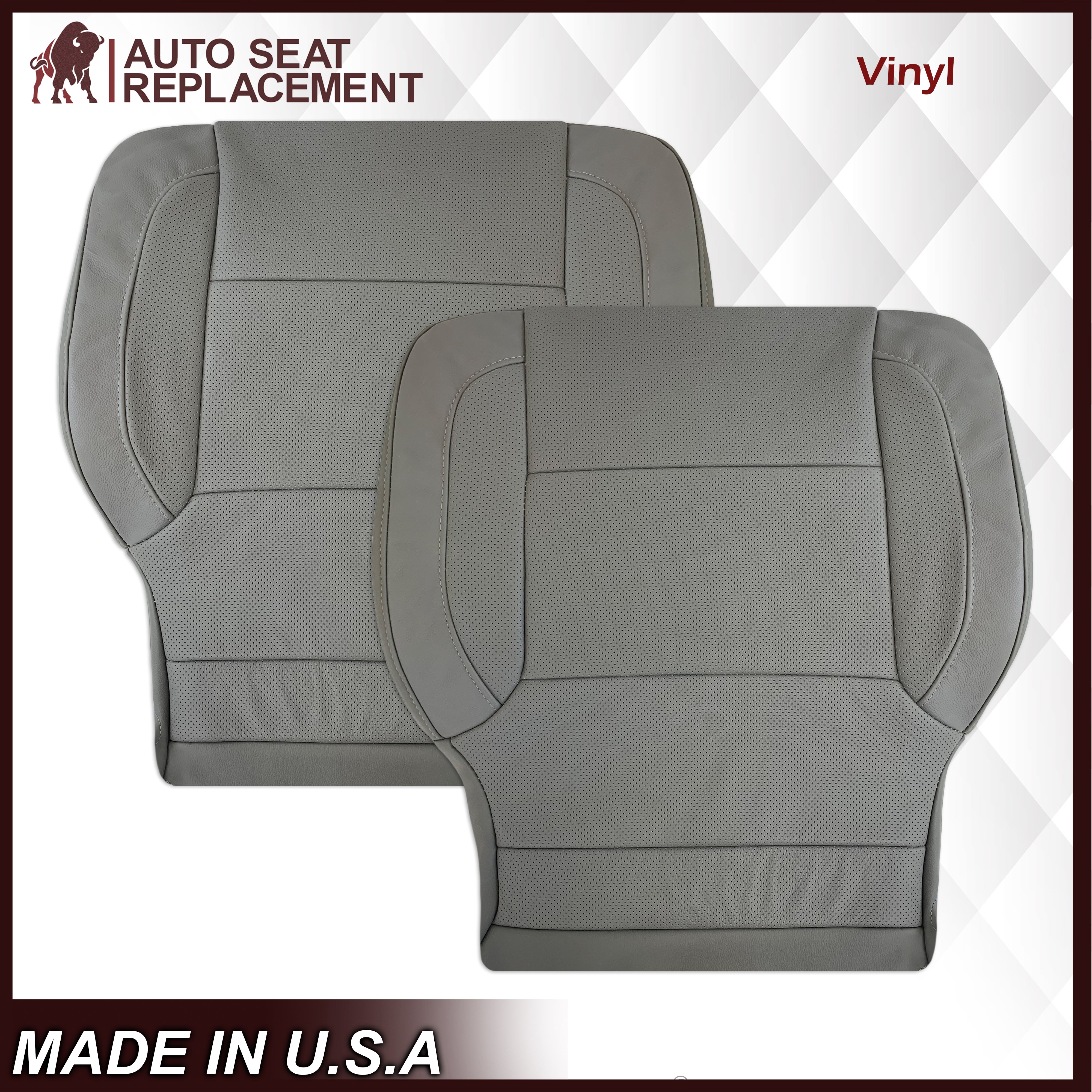2014-2019 Chevy Silverado Tahoe Suburban & GMC Yukon Perforated Leather Seat Covers - Black, Gray or Tan - Premium Replacement Seat Covers for Comfort & Style - Perfect for Road Trips, Daily Commute & Truck Enthusiasts