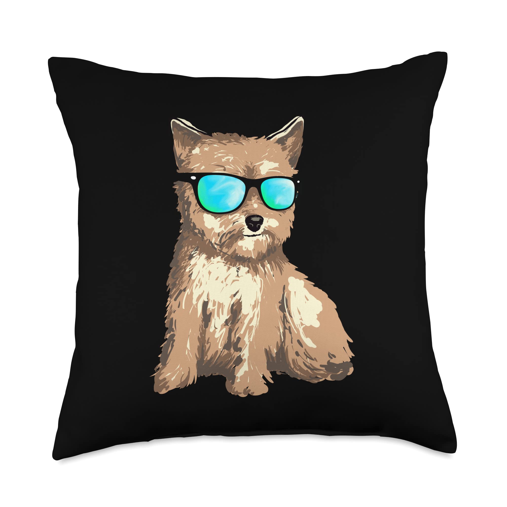 Norfolk Terrier Sunglasses Throw Pillow - 18x18 Multicolor Dog Art Gift for Pet Lovers